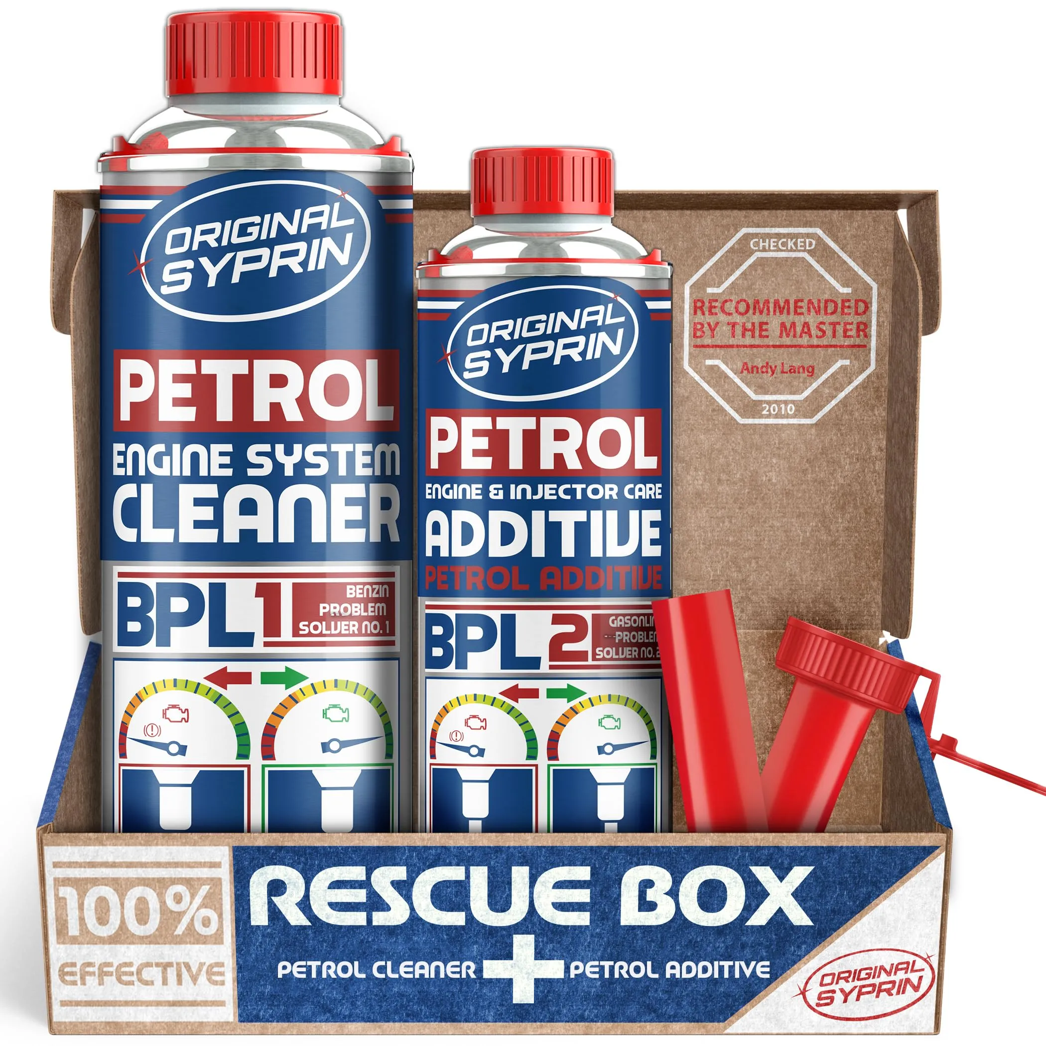 SYPRIN Additivo e Pulitore Completo del Sistema di Alimentazione Iniettori Benzina I Trattamento rigenerante Motori - 500ml + 250ml