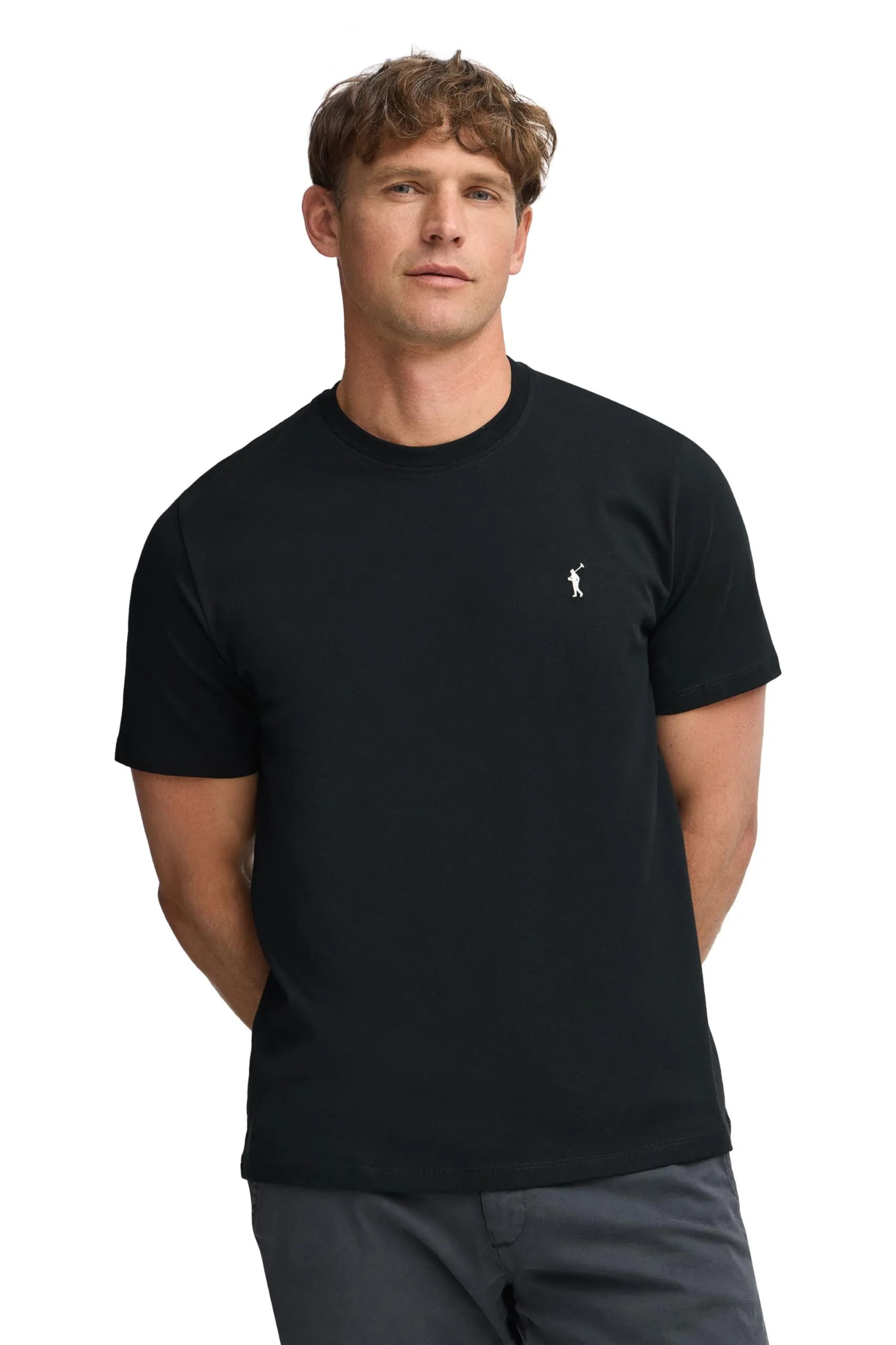 Polo Club Maglietta Basic Nera Cotone con Logo Ricamato Uomo - T-Shirt for Men