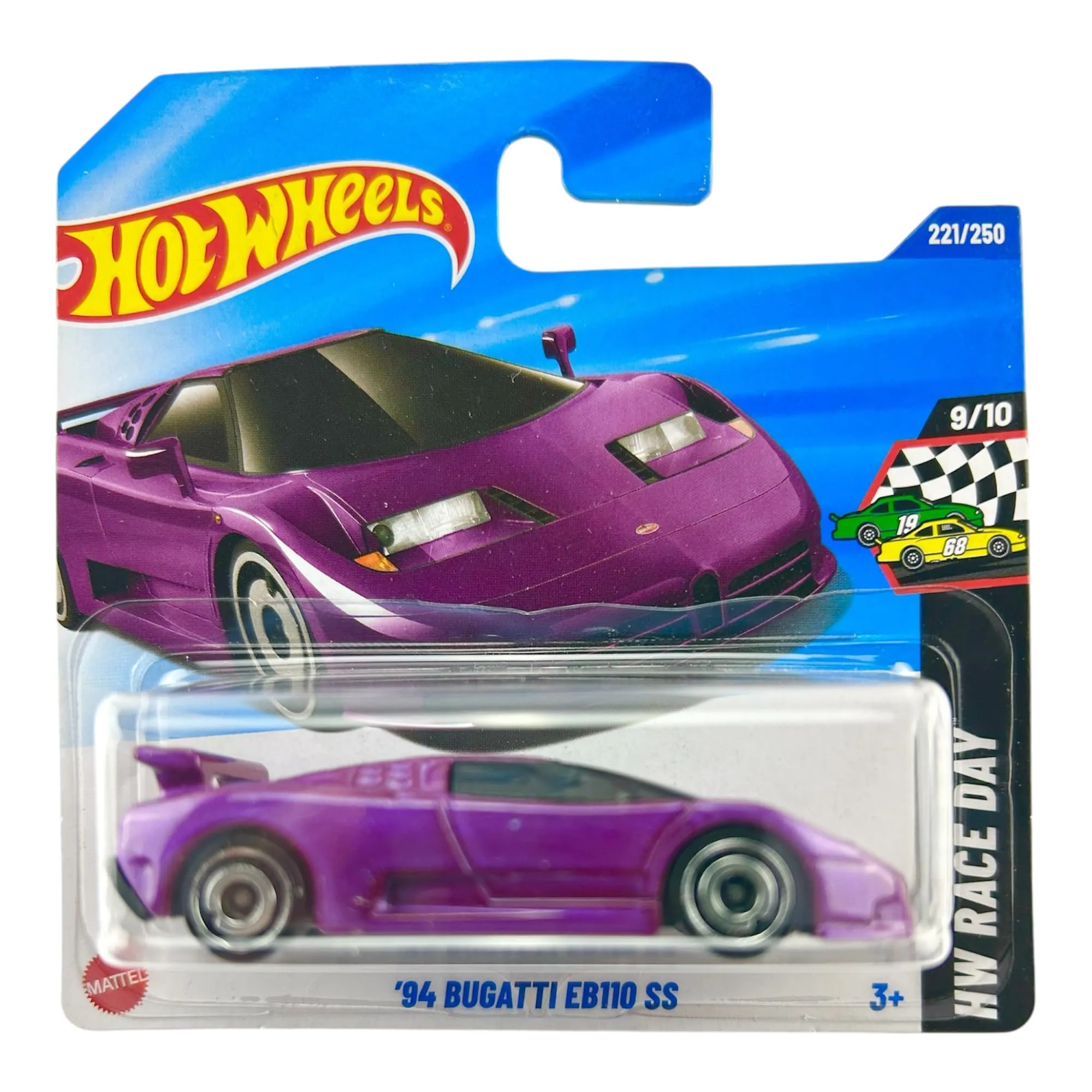 Hot Wheels Bugatti EB110 SS '94 (JBB36) - HW Race Day 9/10, 221/250-2025 Edition, 1:64, Modello Bugatti con licenza