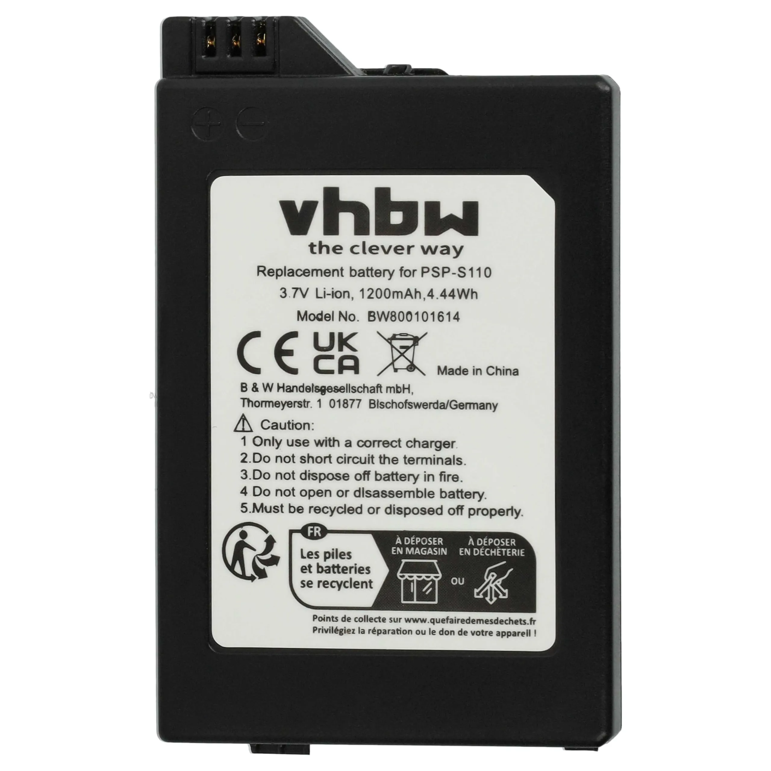 vhbw batteria compatibile con Sony Playstation Portable 2 Generation Slim & Lite PSP-2000 PSP-2004, Brite PSP-3000 PSP-3004 (1200mAh, 3,7V, Li-Ion)