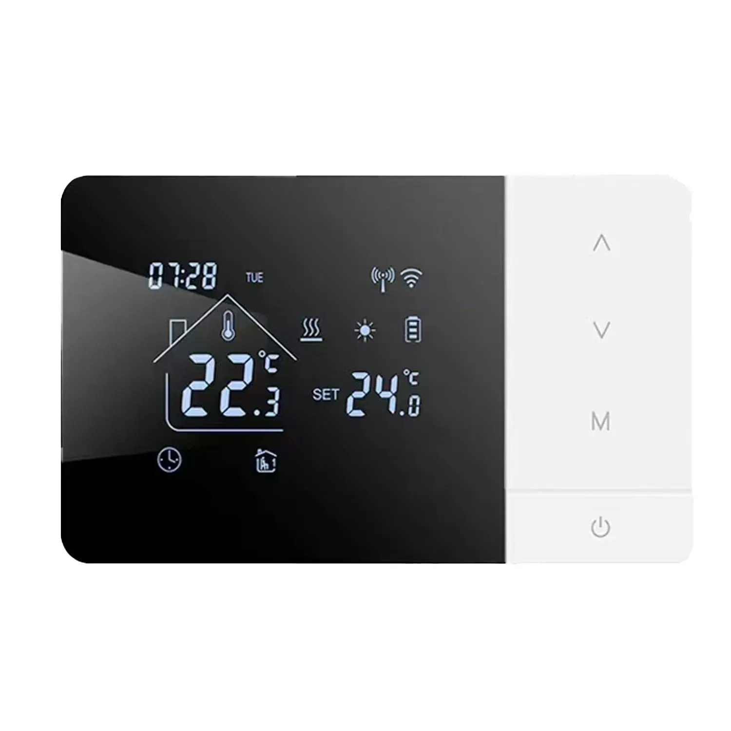 Termostato WIFI a batteria O con Cavo Type-c per caldaia a gas,Termostato Ambiente Programmabile 2 fili da Parete Funzione INVERNO/ESTATE,Cronotermostato Settimanale Digitale (Batterie escluso)