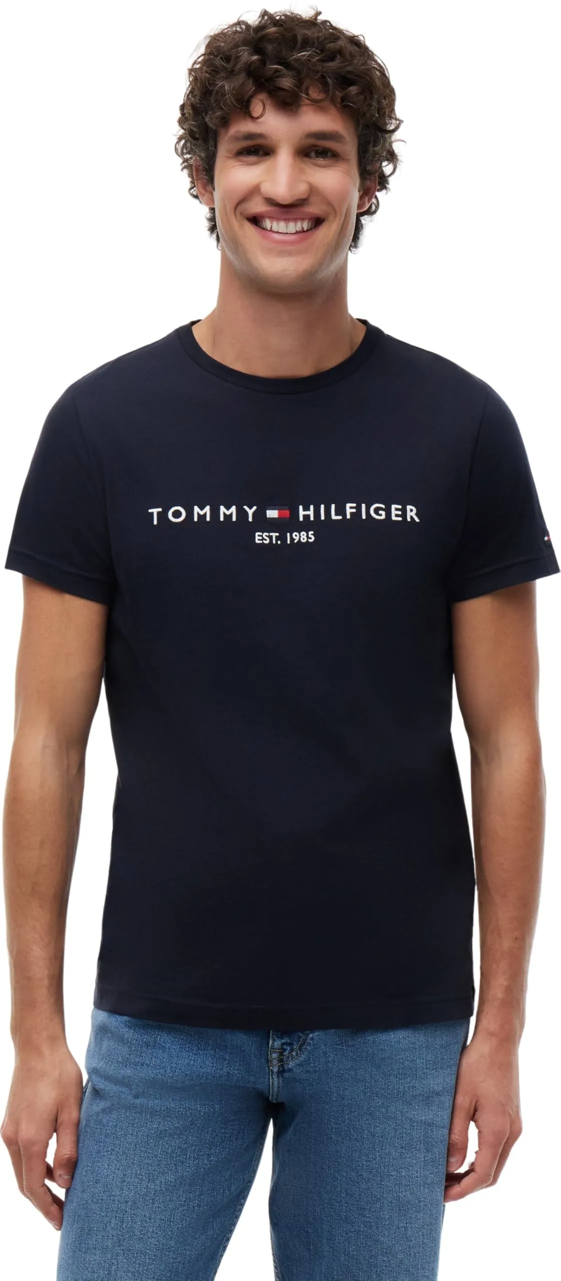 Tommy Hilfiger CORE TOMMY LOGO TEE MW0MW11465, Uomo, Blu (SKY CAPTAIN), M