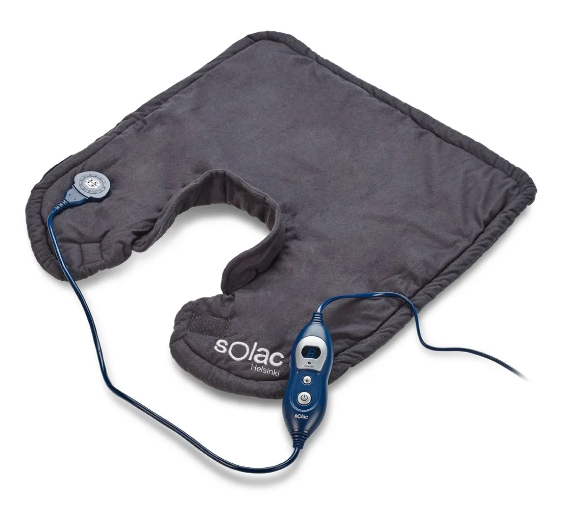 Solac CT8690 - Cuscinetto terapeutico Helsinki per zona cervicale e dorsale, 100 W, 6 livelli di temperatura, Tecnologia Sensort, sistema di autospegnimento, cavo estraibile, Blu, 19 x 27.2 x 10 cm
