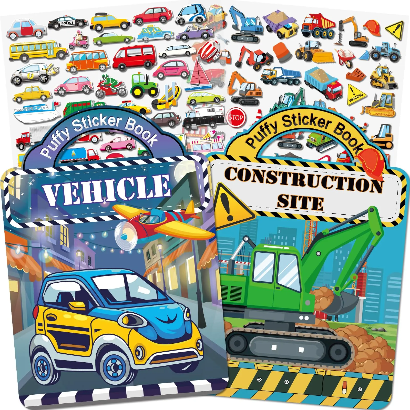 Elfew 6 Pezzi 3D Riutilizzabile Stickers, Libro Adesivi Attacca e Stacca Bambini 2 3 4 5 6 Anni,Libri Stickers Adesivi Bambin, Giochi da Viaggio Bambini 2 Anni