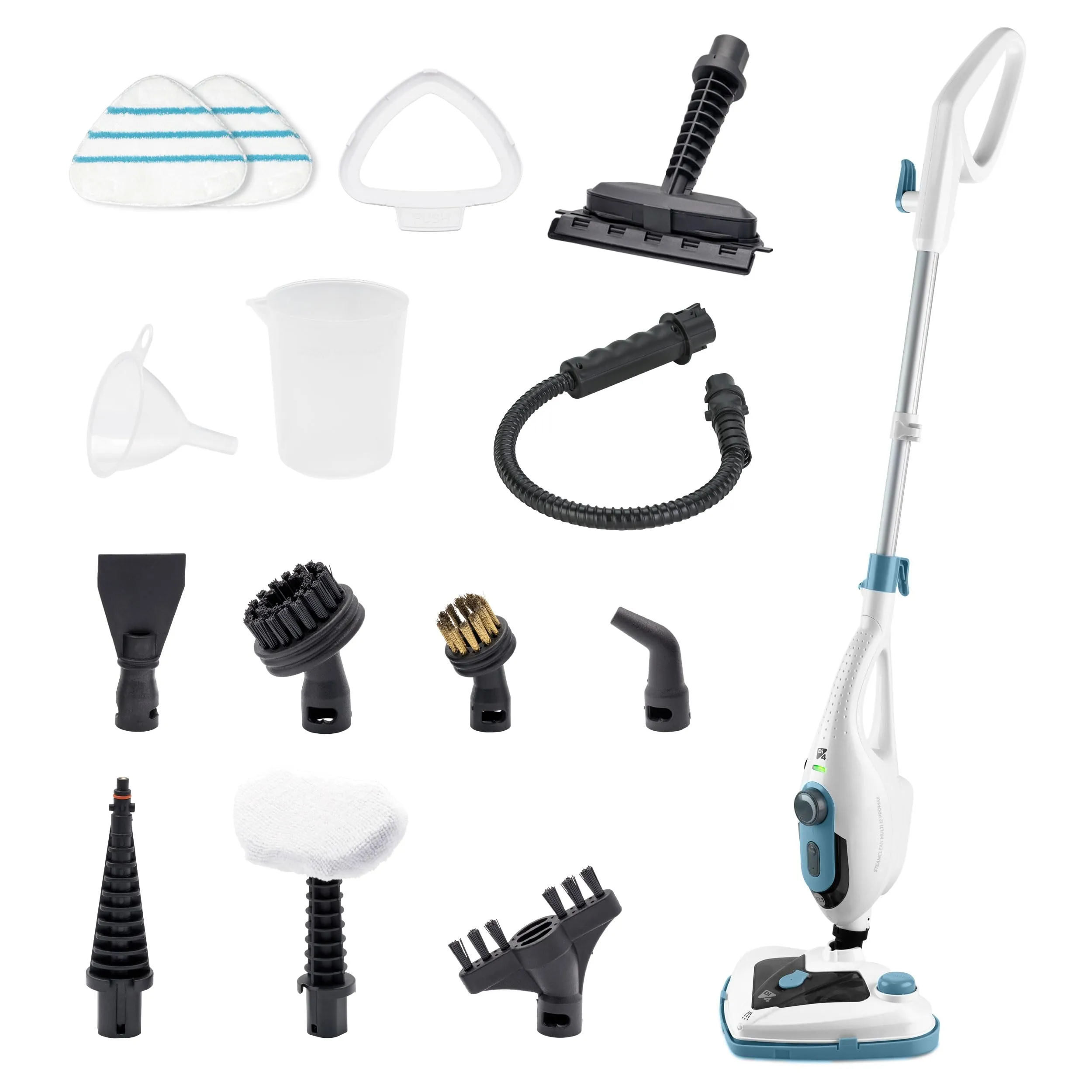 Di4 SteamClean Multi 12 ProMax, Lavapavimenti a Vapore Multifunzione 12 in 1, 1500W, Elimina 99,9% di Virus e Batteri, Scopa Vapore ECO, Steam Cleaner per tutta la casa, Pulitore Vetri, Pulisci Divano