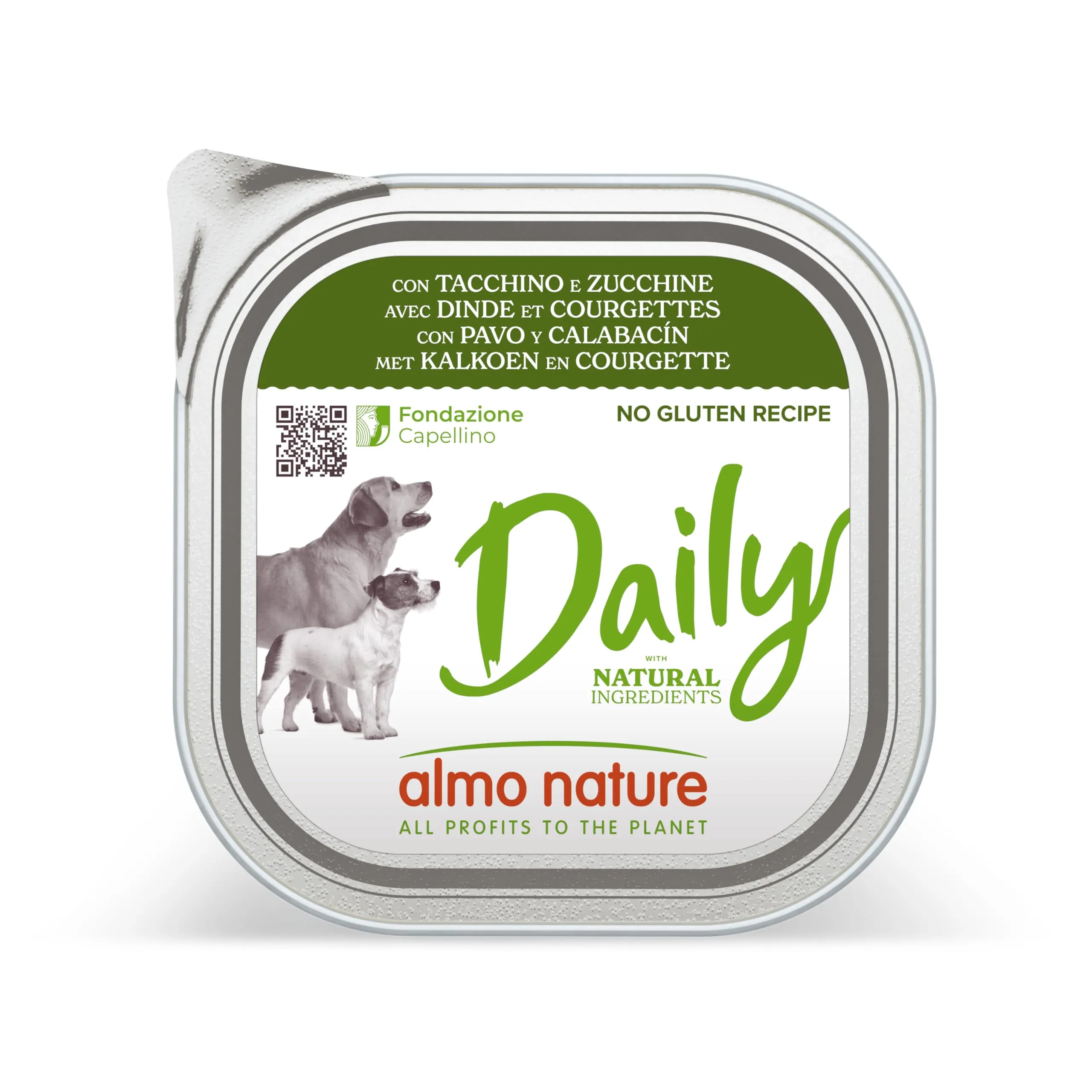 almo nature Daily, Alimento Umido per Cani Adulti con Tacchino e Zucchine - Confezione da 2.7 kg (9 x 300 g)