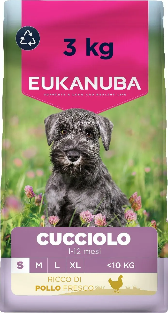 Eukanuba Mangime per cuccioli con pollo fresco per razze di taglia piccola, mangime secco premium per cani giovani, 3 kg