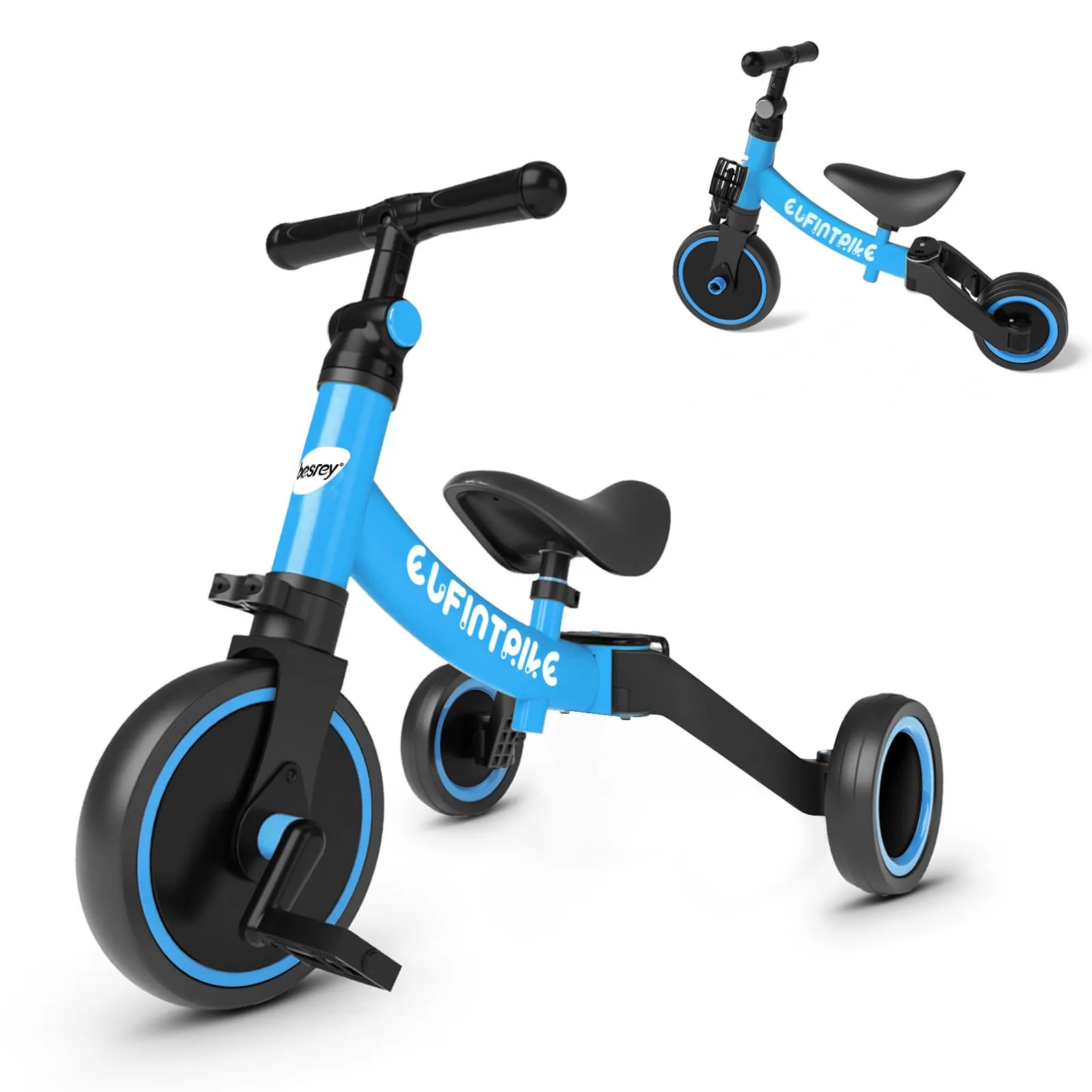 besrey Tricicli 5 in 1 Triciclo per Bambini da 1 a 5 Anni,Triciclo Senza Pedali,Bicicletta Senza Pedali,Blu