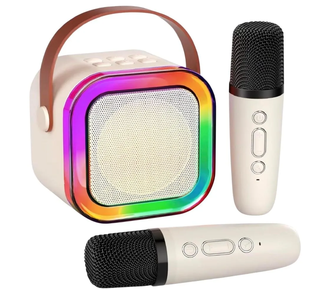 Cassa karaoke Bluetooth Portatile con 2 Microfoni Wireless, LED RGB Multicolore, Tecnologia 5.3, Karaoke, Ricarica Type-C, Supporto TF/Micro SD Card