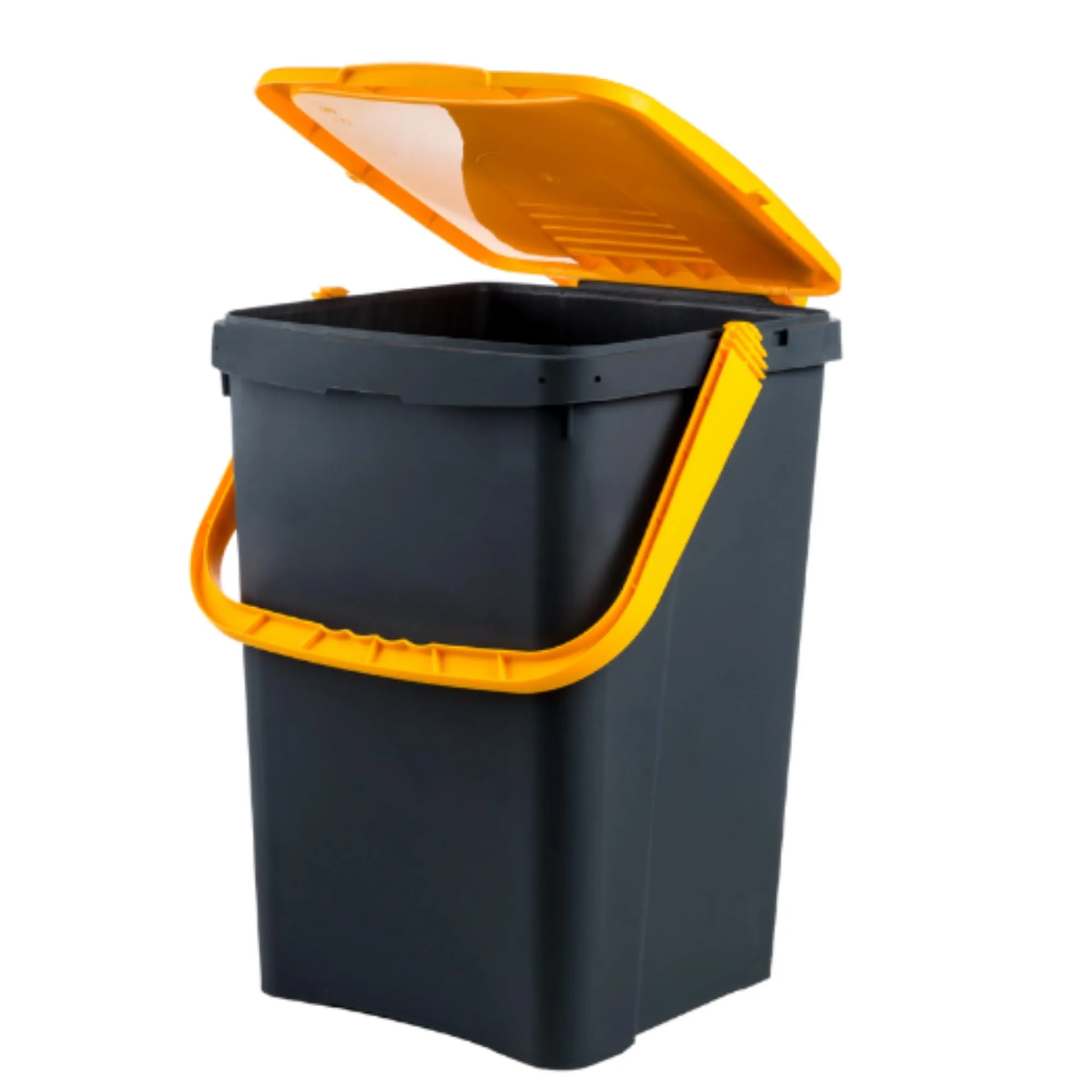 Ecoplast | Pattumiera per Raccolta Differenziata 50 Lt, Bidone Spazzatura in Plastica Riciclata, Giallo, 43x41x54,4, Made in Italy