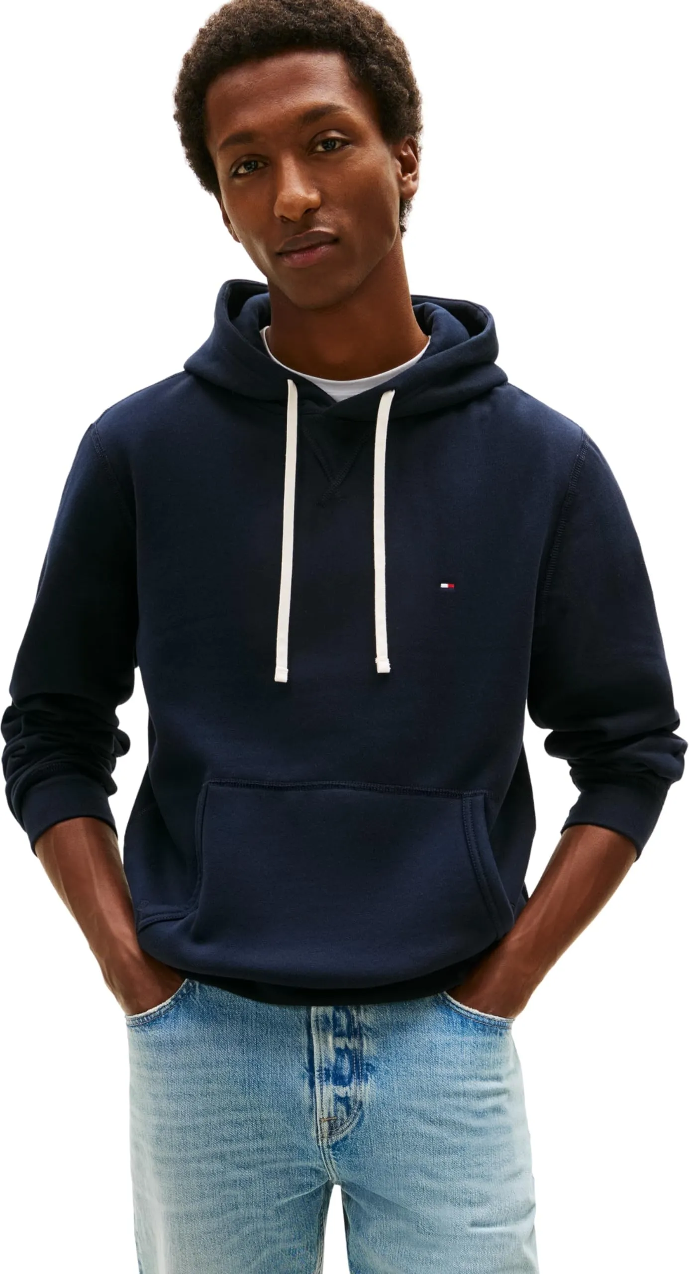 Tommy Hilfiger Uomo Felpa con Cappuccio Essential Fleece Regular Fit, Blu (Desert Sky), XL