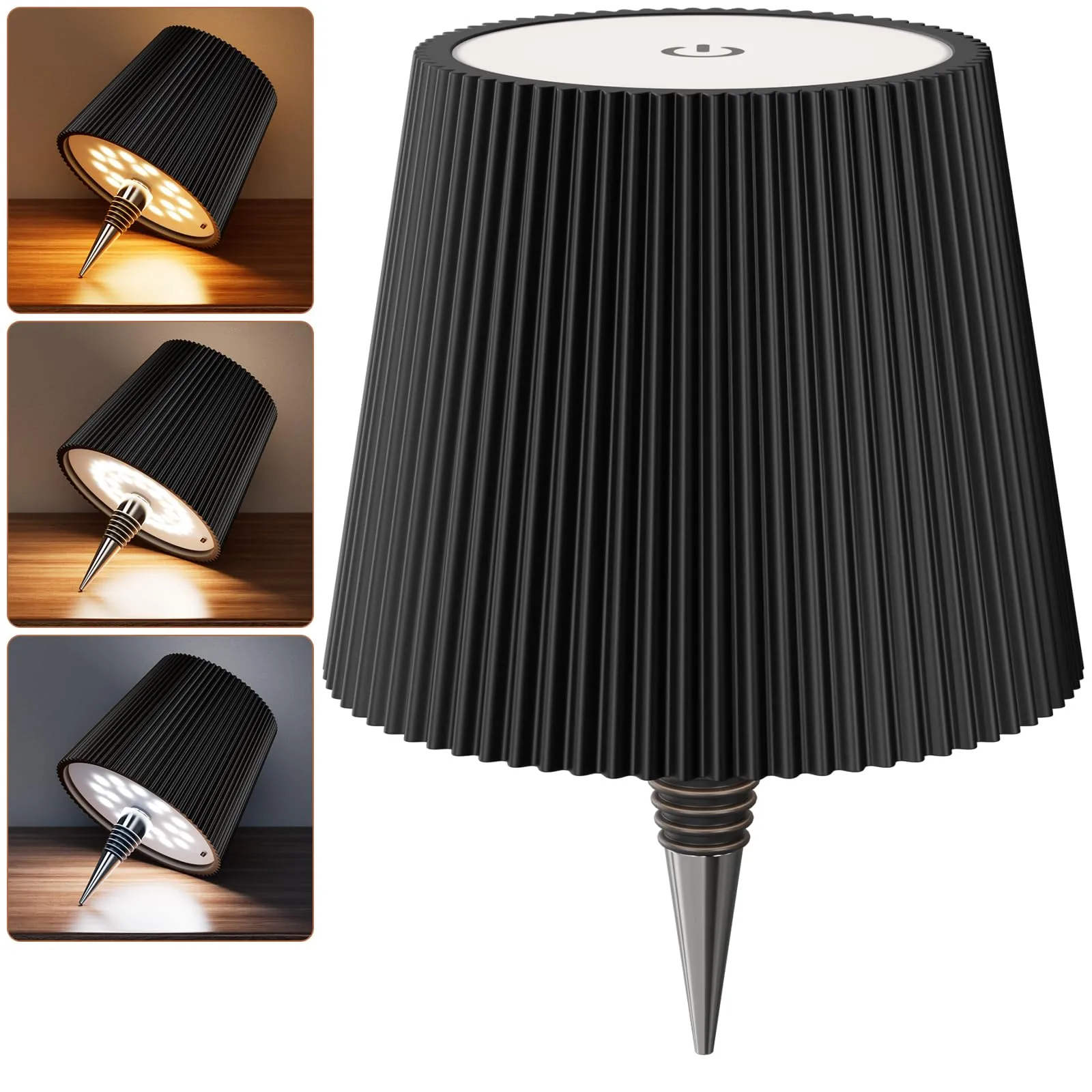 Nulmvic Lampada per Bottiglia LED Ricaricabile - 5200mAh Lampada da Tavolo Senza Fili Dimmerabile 3 Colori - IP54 Impermeabile Comando a Tocco per Interno Esterno Famiglia Ristorante Bar (Nero)