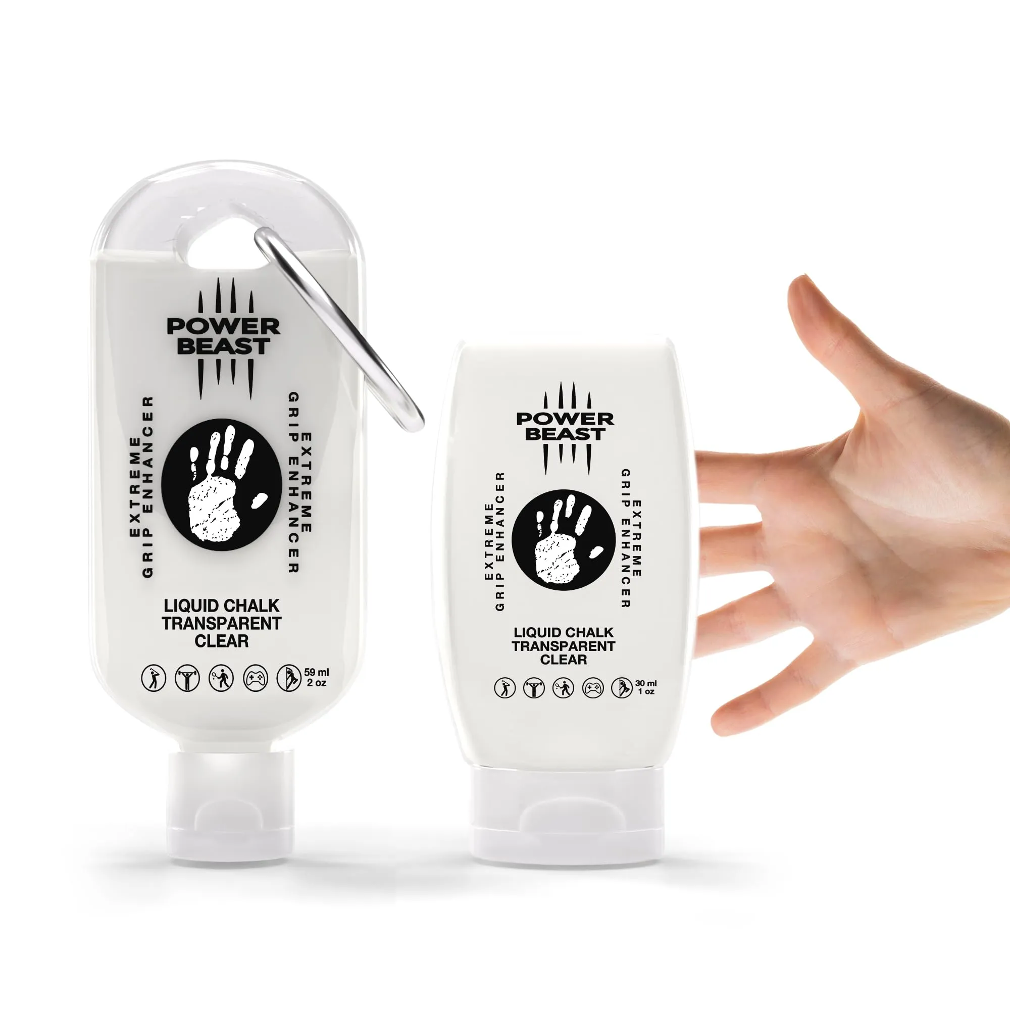POWER BEAST Magnesite Liquida Trasparente, Climbing Chalk Clear, Liquid Chalk, Gesso Liquido Pulito, CrossTrain Grip, Calisthenics, Sollevamento Pesi, Arrampicata, PoleDance (59+30ML)
