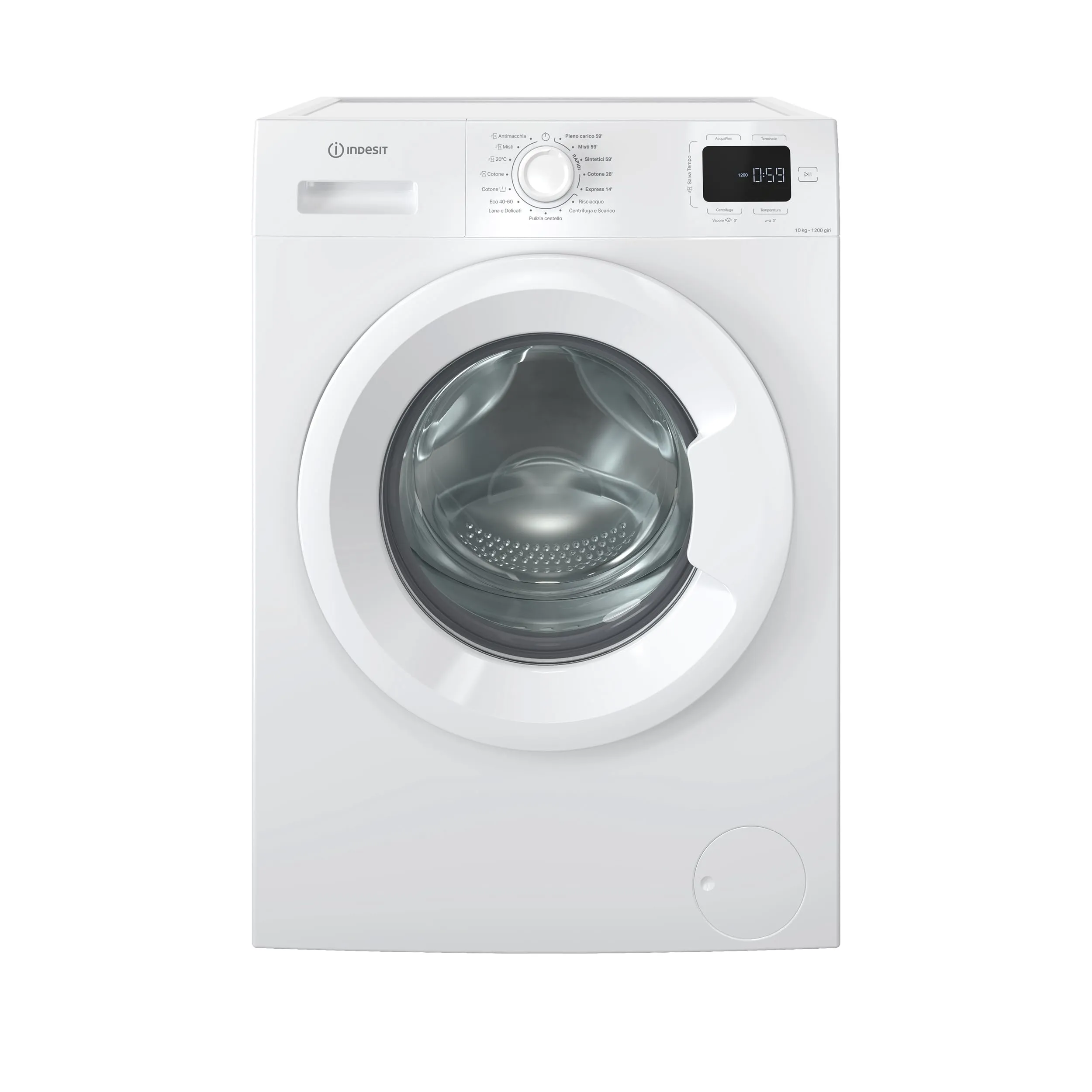 Indesit IM 1072 MY TIME IT – Lavatrice 10 Kg, Carica Frontale, Libera Installazione, 1200 Giri/min, Classe A, Vapore, Cicli Rapidi, AcquaFlex, Antimacchia, 84,5 x 60 x 58 cm