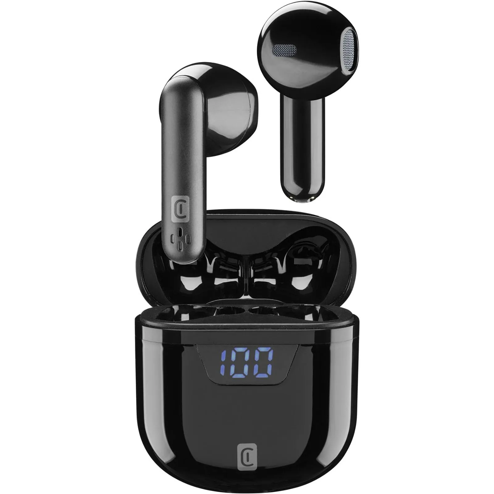 cellularline | Seek - Universale | Cuffiette Auricolari Bluetooth 5.0 HiFi Stereo con Custodia di Ricarica - Autonomia Totale di 15 Ore - Ricarica 2 Ore - Portata 10 Mt - Universale - Nero