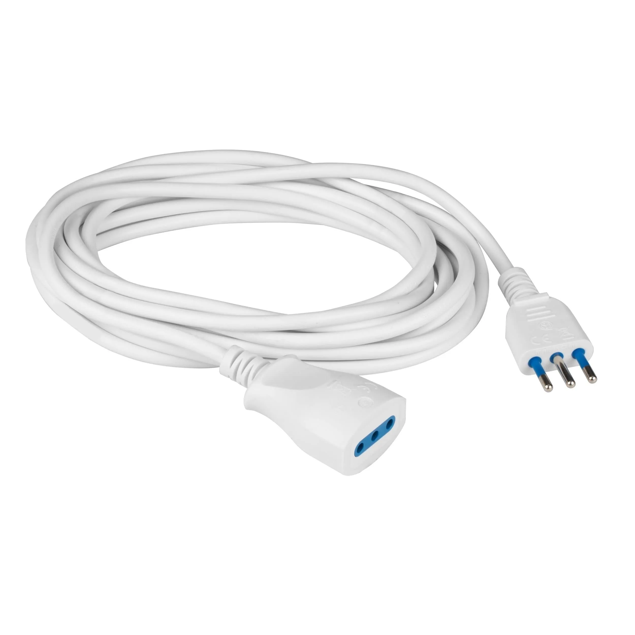 POLYPOOL | Prolunga elettrica da 5 Metri, Cavo H05VV-F 3x0,75mmq, Spina e Presa Italiana 10A 2P+T. Colore Bianco Modello PP0382XAM