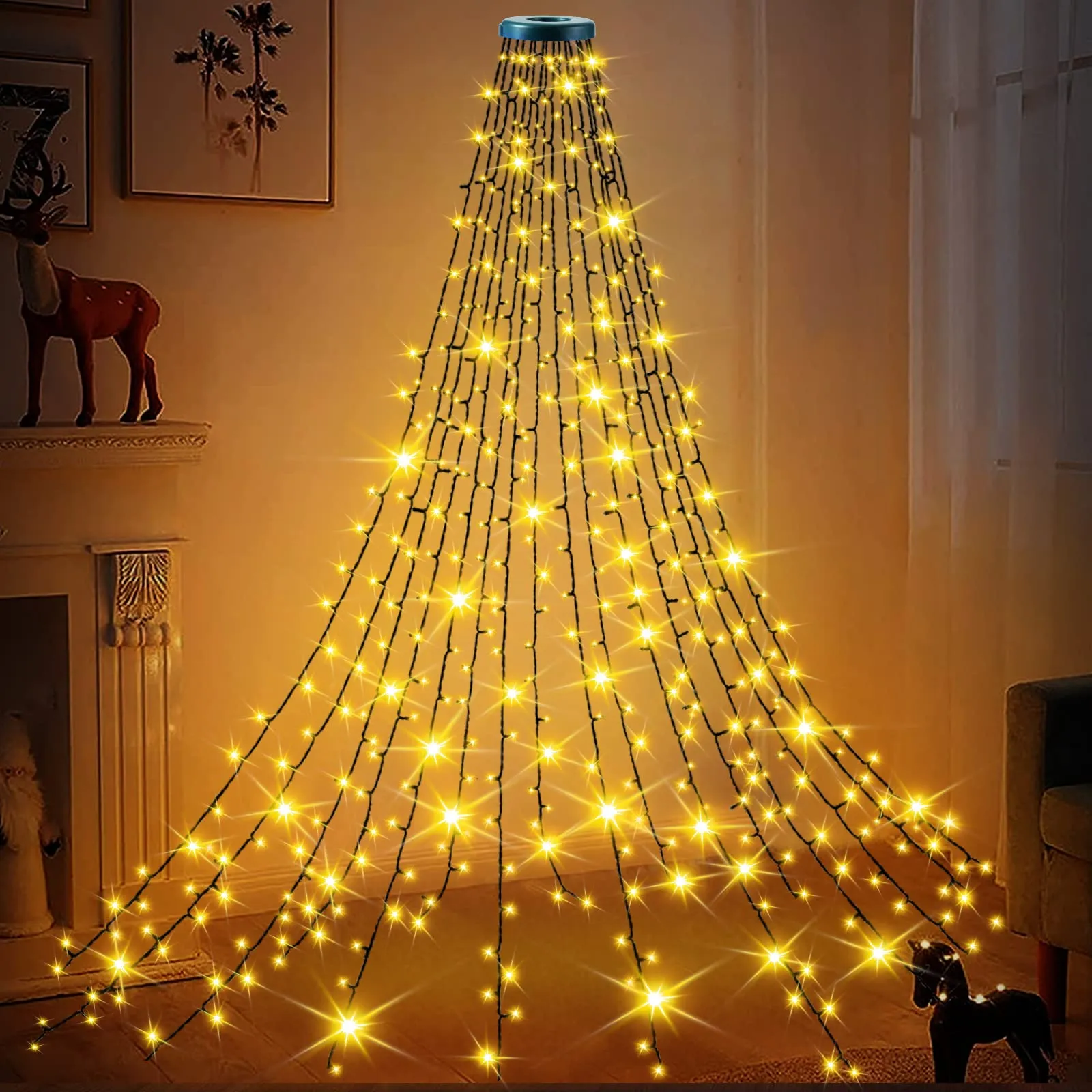 KICLBD Ghirlanda di luci per albero di Natale, 400 LED, anello luminoso per albero di Natale, 1,75 m, altezza 16 ghirlande luminose, decorazione di Natale, 8 modalità per feste di Natale, matrimoni,