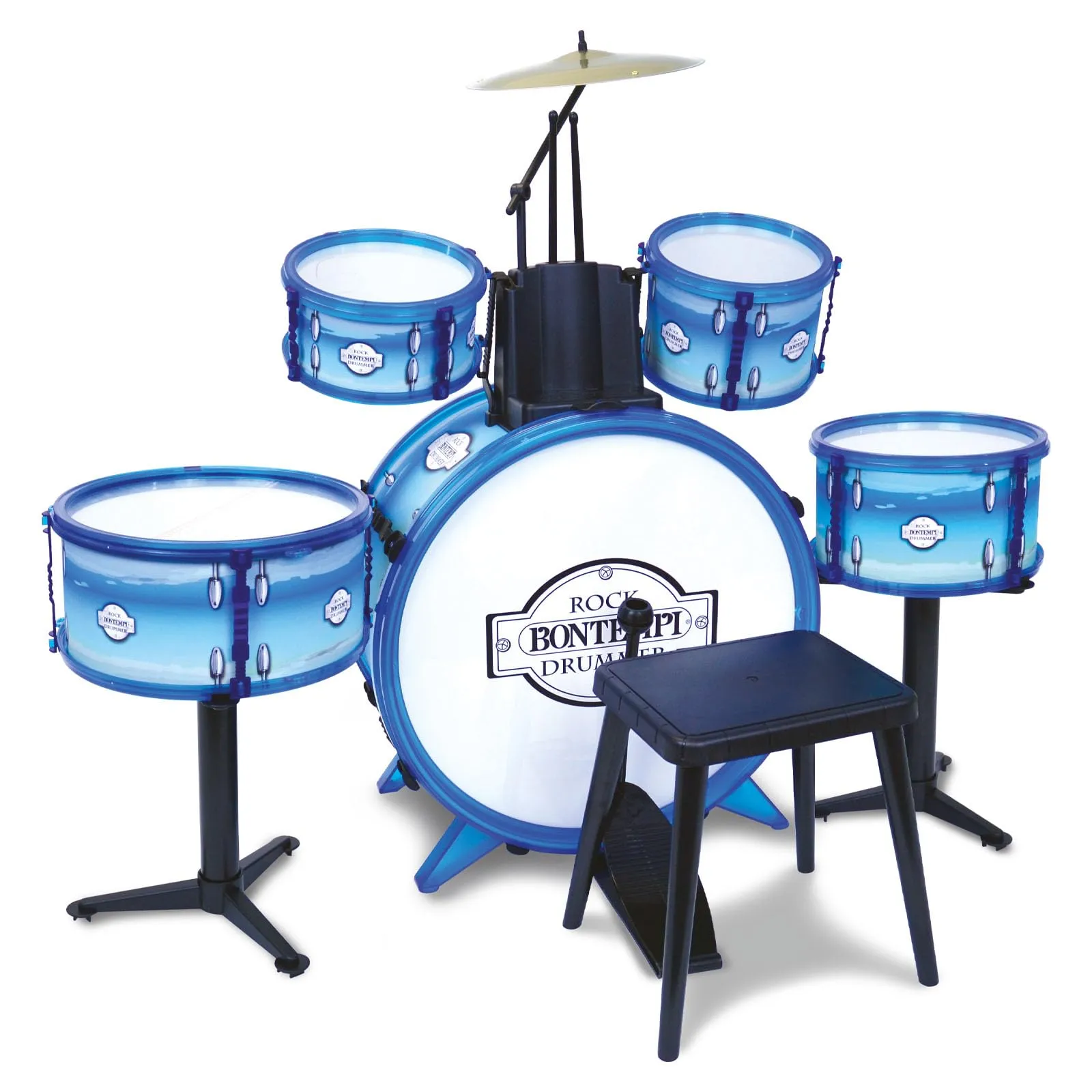 Bontempi | BeatMaster Pro: Batteria per Piccoli con Suoni Realistici e Tanto Divertimento Blu, 850x650x680 mm