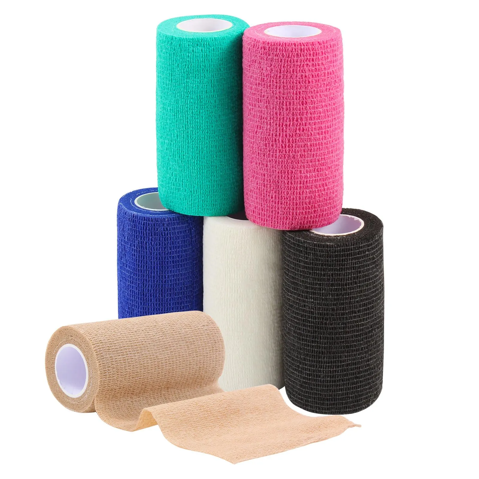 tigratigro 6 Rotoli Benda Elastica Coesiva 10cm x4.5m, Bendaggio Adesiva Coesiva Nastro Bendaggio Sportivo Non Tessuto Autoadesivo Benda Salvapelle Fasciature per Mani, Piedi, Ginocchia