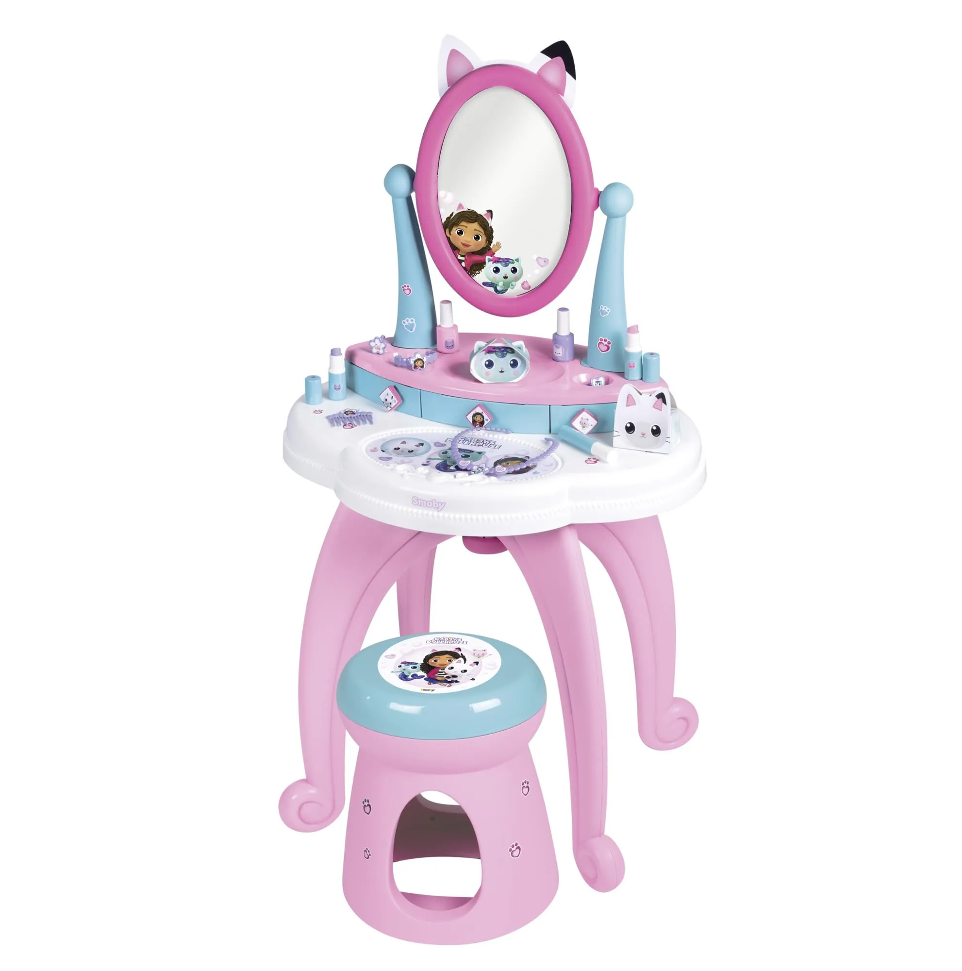 Smoby - Gabby Specchiera 2 in 1, 7600320254, +3 anni, 2in1, tanti accessori, trucchi finti non utilizzzabili