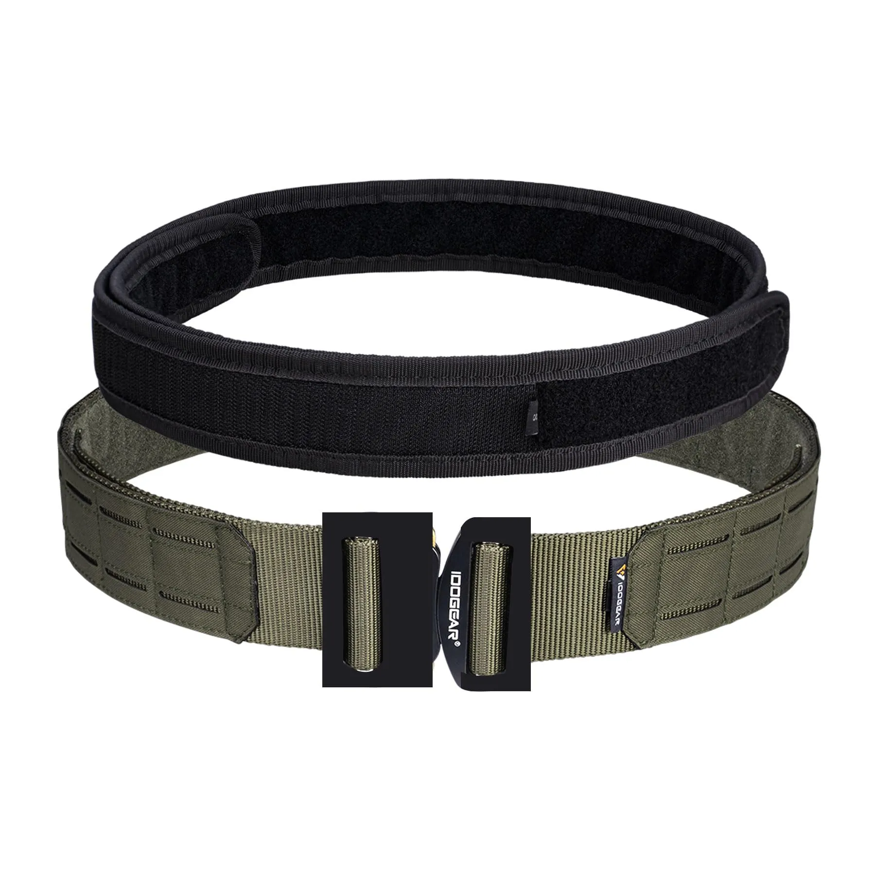 IDOGEAR 2'' Cintura Tattica Militare Molle con 1,75'' Cintura Interna Set Cintura Fibbia Metallica Heavy Duty Taglio Laser a Sgancio Rapido Hook-And-Loop (Medium for Waist 86-96 cm, Ranger Green)