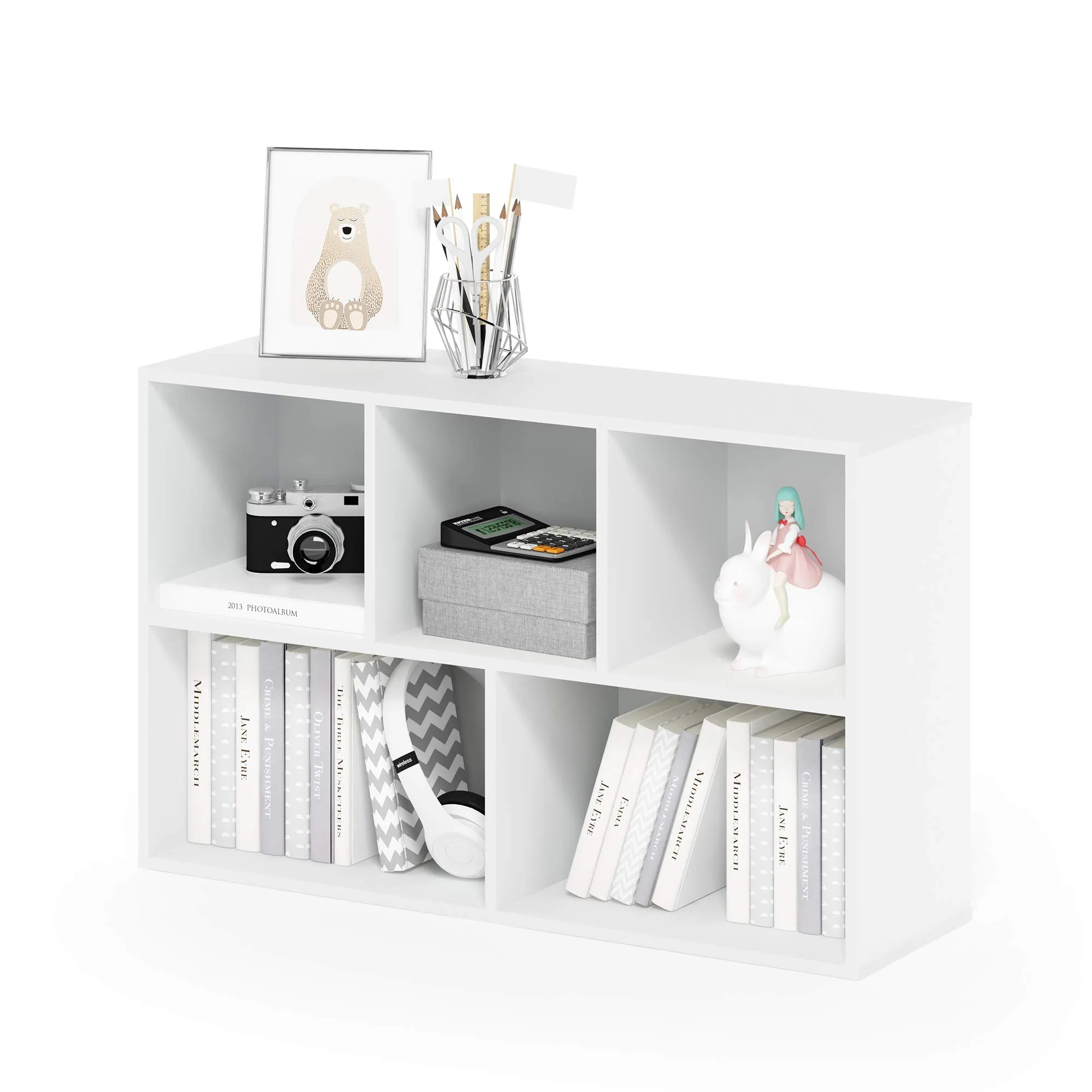 Furinno Luder Scaffale aperto reversibile a 5 cubi, Bianco