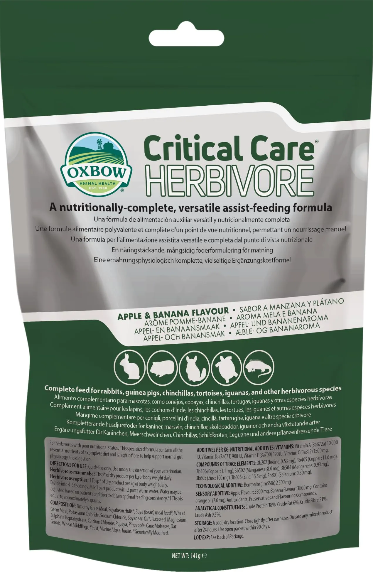 Oxbow Critical Care Herbivore Mela e Banana 141 g