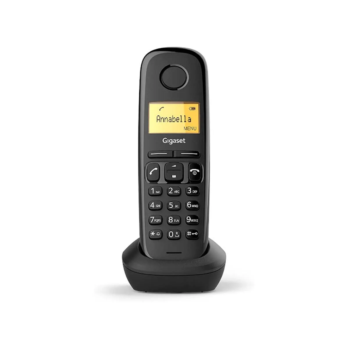Gigaset A170 SINGLE - Telefono domestico cordless di base con grande display e tecnologia ECO DECT a risparmio energetico - nero