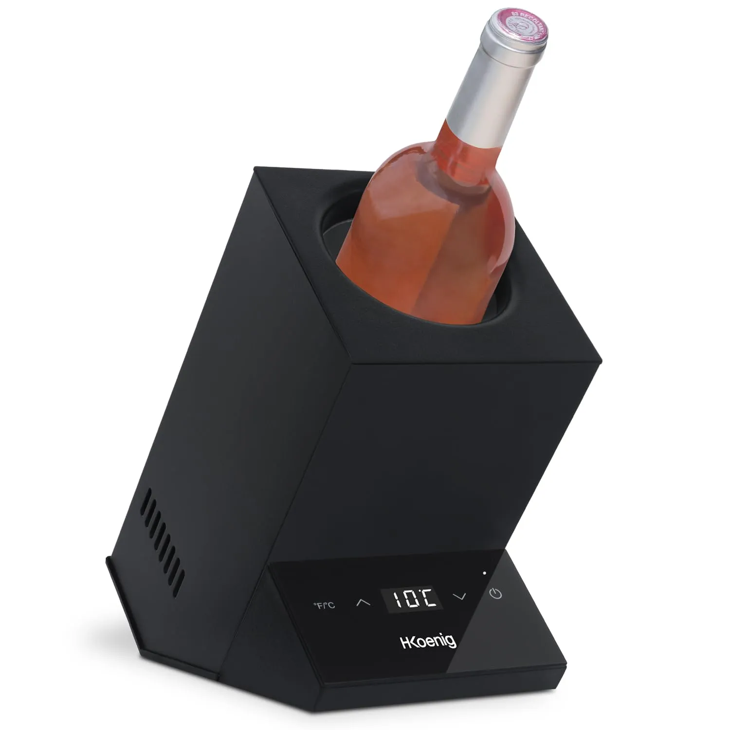 H.Koenig raffreddatore di vino LVX26, refrigeratore, vino bianco e rosso, rosé, champagne, diametro fino a 9 cm, temperatura regolabile da 5°C a 18°C, controllo digitale, sistema termoelettrico, 72 W