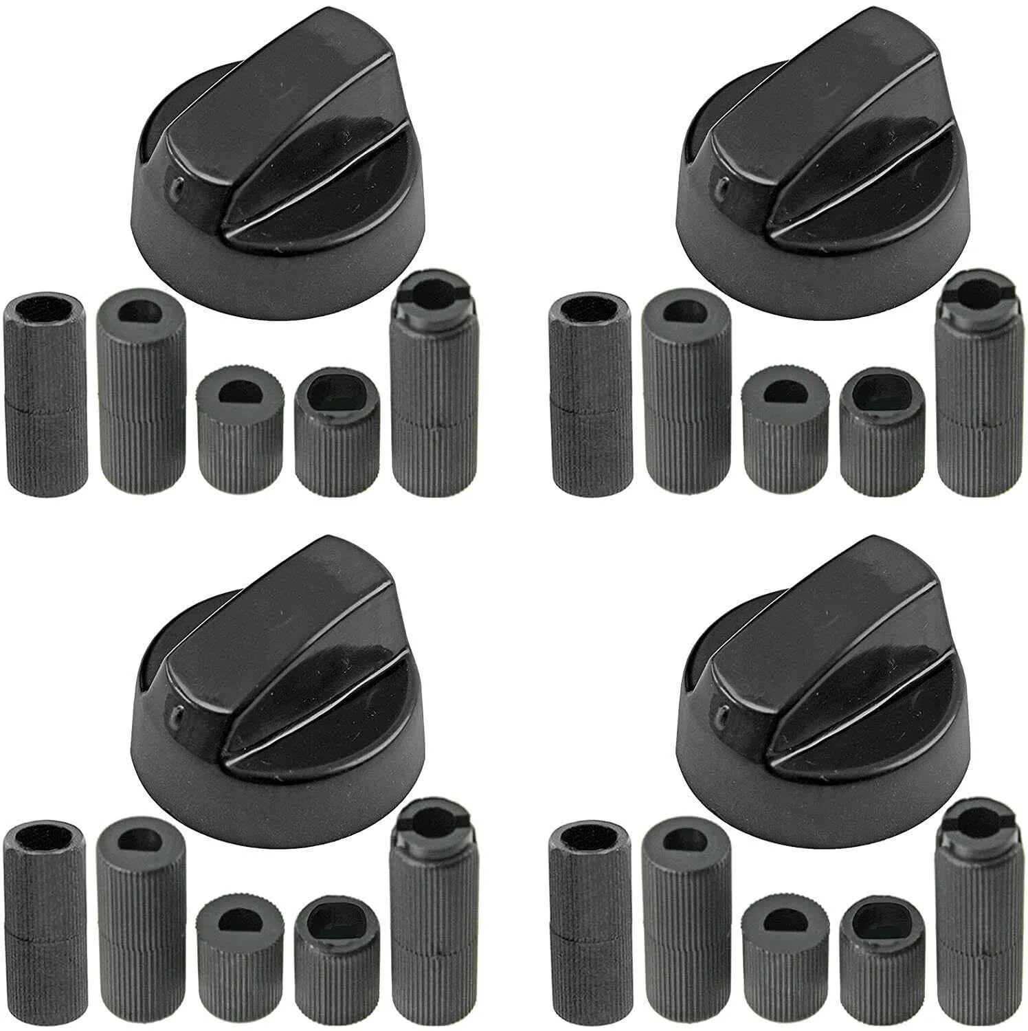 Spares2go Manopole dell'interruttore di controllo nero universale per tutte le marche di forno, piano cottura e piano cottura (confezione da 4)