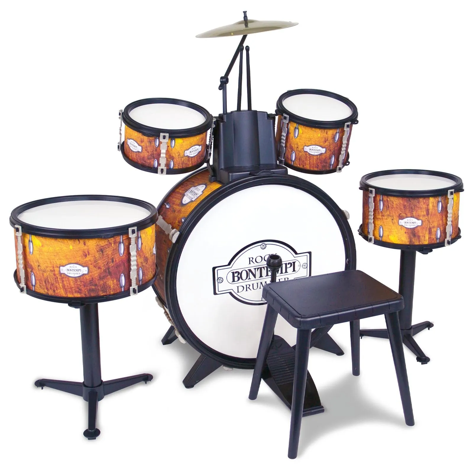 Bontempi | BeatMaster Pro: Batteria per Piccoli con Suoni Realistici e Tanto Divertimento, Arancione, 850x650x680 mm