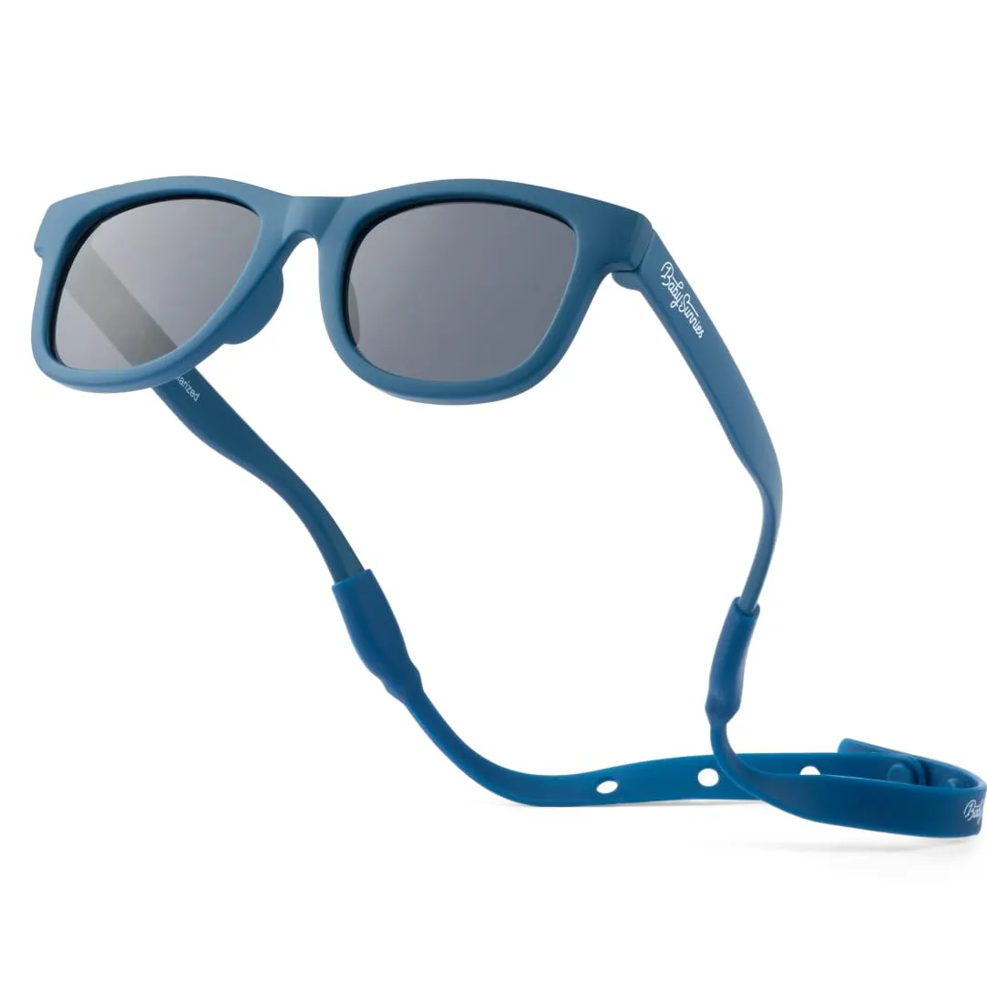Occhiali da sole polarizzati per bambini, con cinturino, infrangibili, flessibili, per neonati da 0 a 24 mesi, Blu navy, Baby