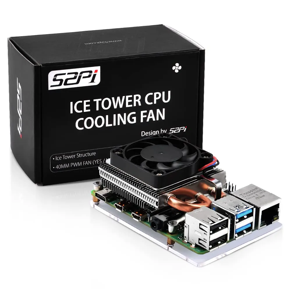 GeeekPi Raspberry Pi Cooling Fan, Raspberry Pi Ultra Thin ICE Tower Cooler, PWM Cooling Fan with Raspberry Pi Heatsink for Raspberry Pi 4 Model B 8GB/4GB/2GB