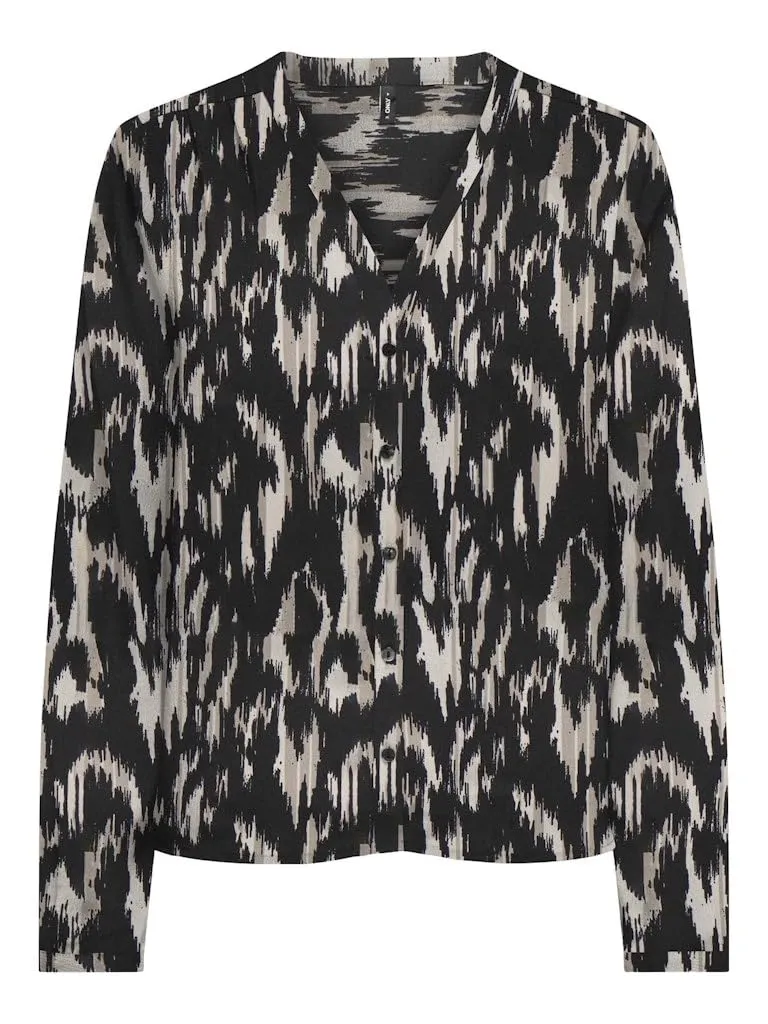 ONLY Onlnova Life Elite L/S Malou Top, Black/AOP:592 Charm Boho, M Donna
