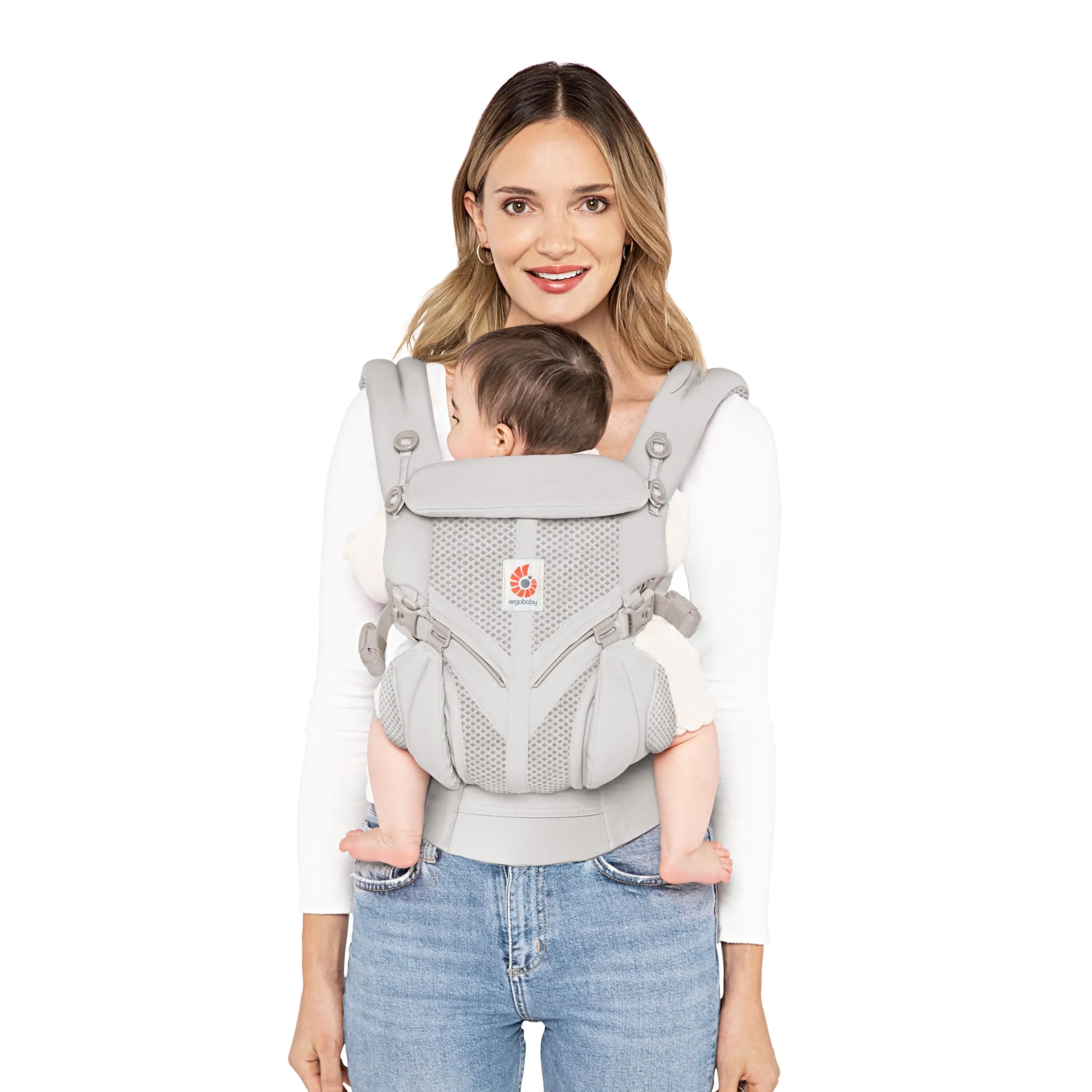 Ergobaby Omni 360 Cool Air Mesh Marsupio Neonati Ergonomico 0 36 Mesi, 4-in-1 Zaino Porta Bebe Traspirante, Pearl Grey