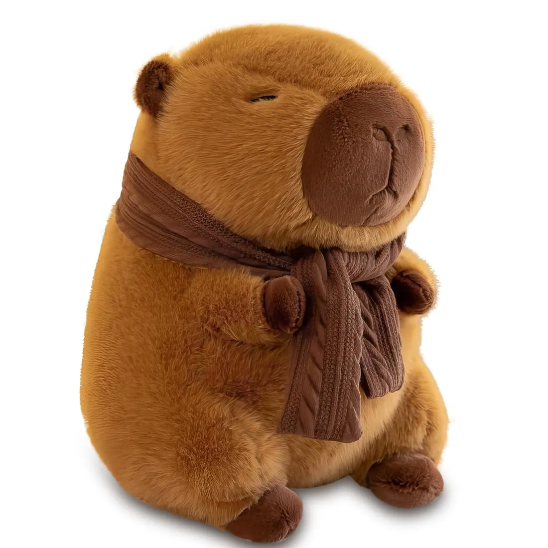 Capibara Peluche, 25 cm Peluche Capybara Bambola, Simpatico Capybara Plush, Pupazzo Kapibara Cute, Simpatico Capybara Plush, Capibara Peluche Giocattolo con Sciarpa Marrone per Ragazzi Ragazze