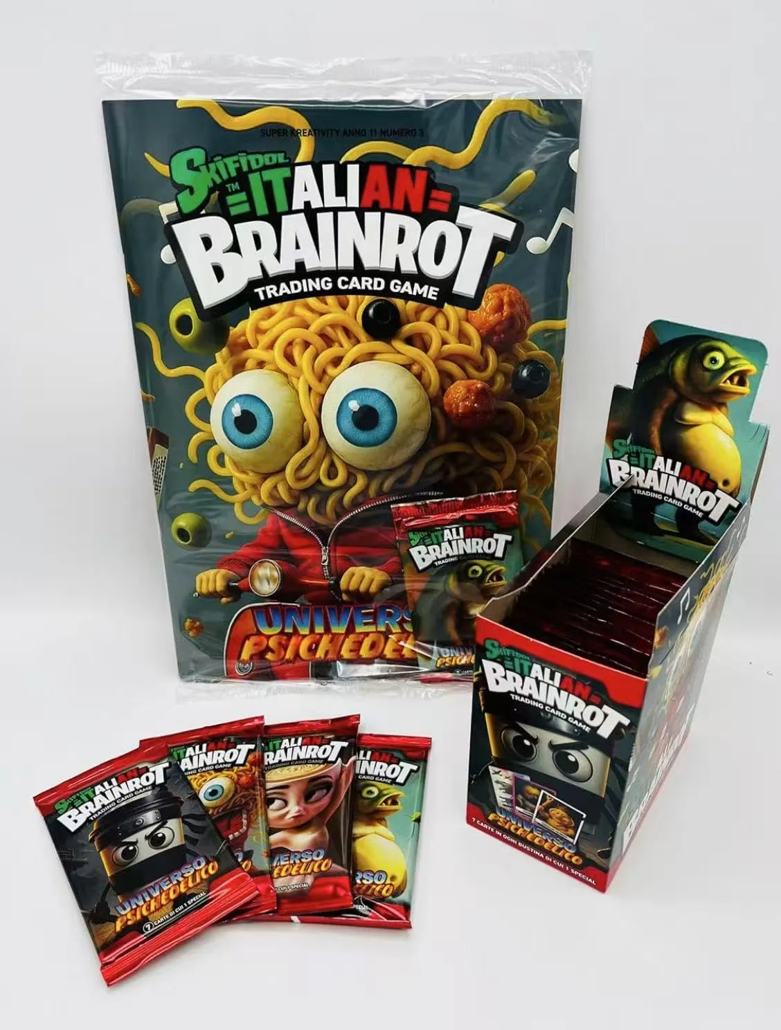 manuelkant Album Raccoglitore + Scatola Box 24 bustine sigillate per la raccolta Skifidol Italian Brainrot TCG Gioco carte Collezionabili