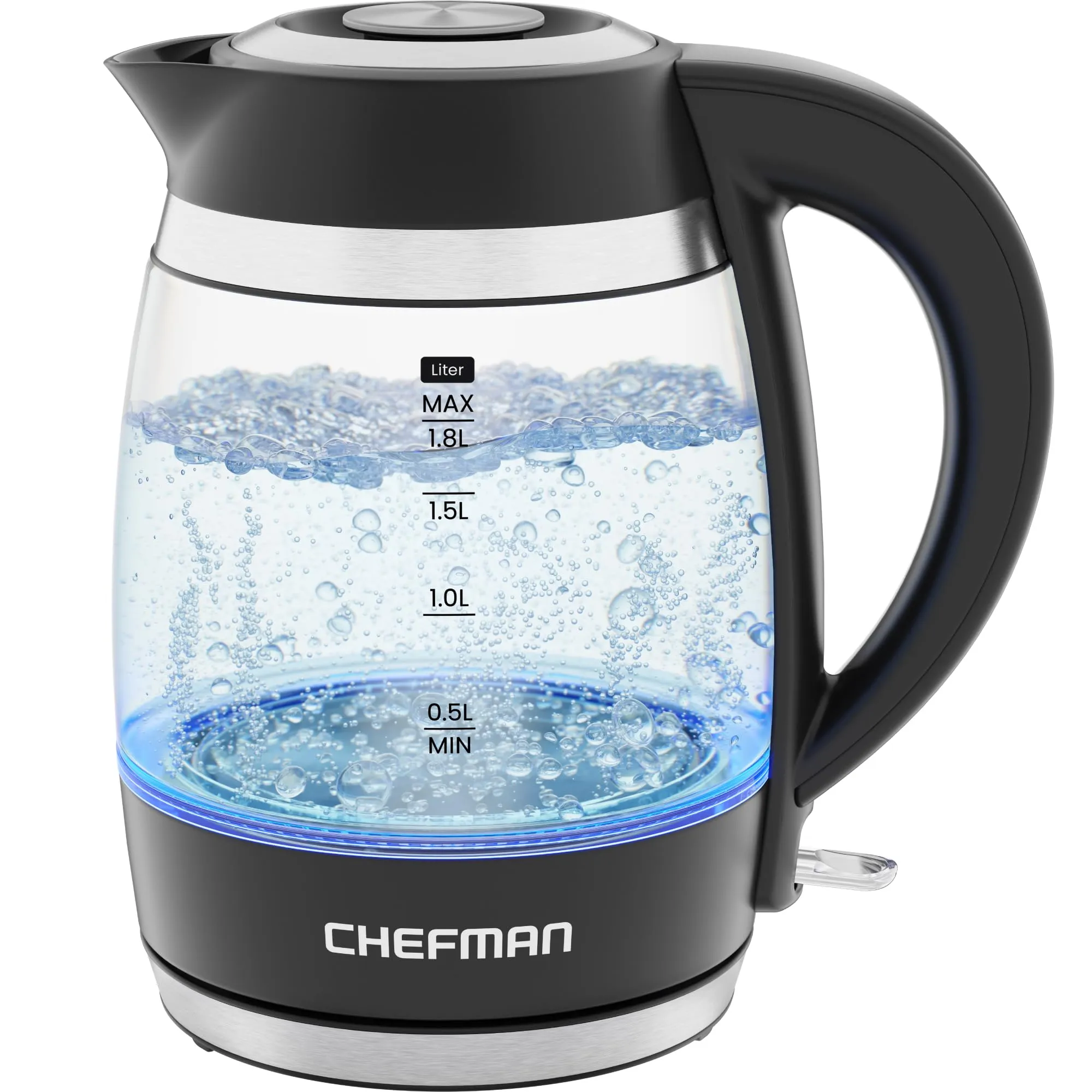 Bollitore Elettrico CHIEFMAN per Bollire l’Acqua, 1.8L 2200W con Infusore per The, Acqua Calda in 3 Minuti, Luci LED, Spegnimento Automatico, Funzione per Mantenere la Temperatura