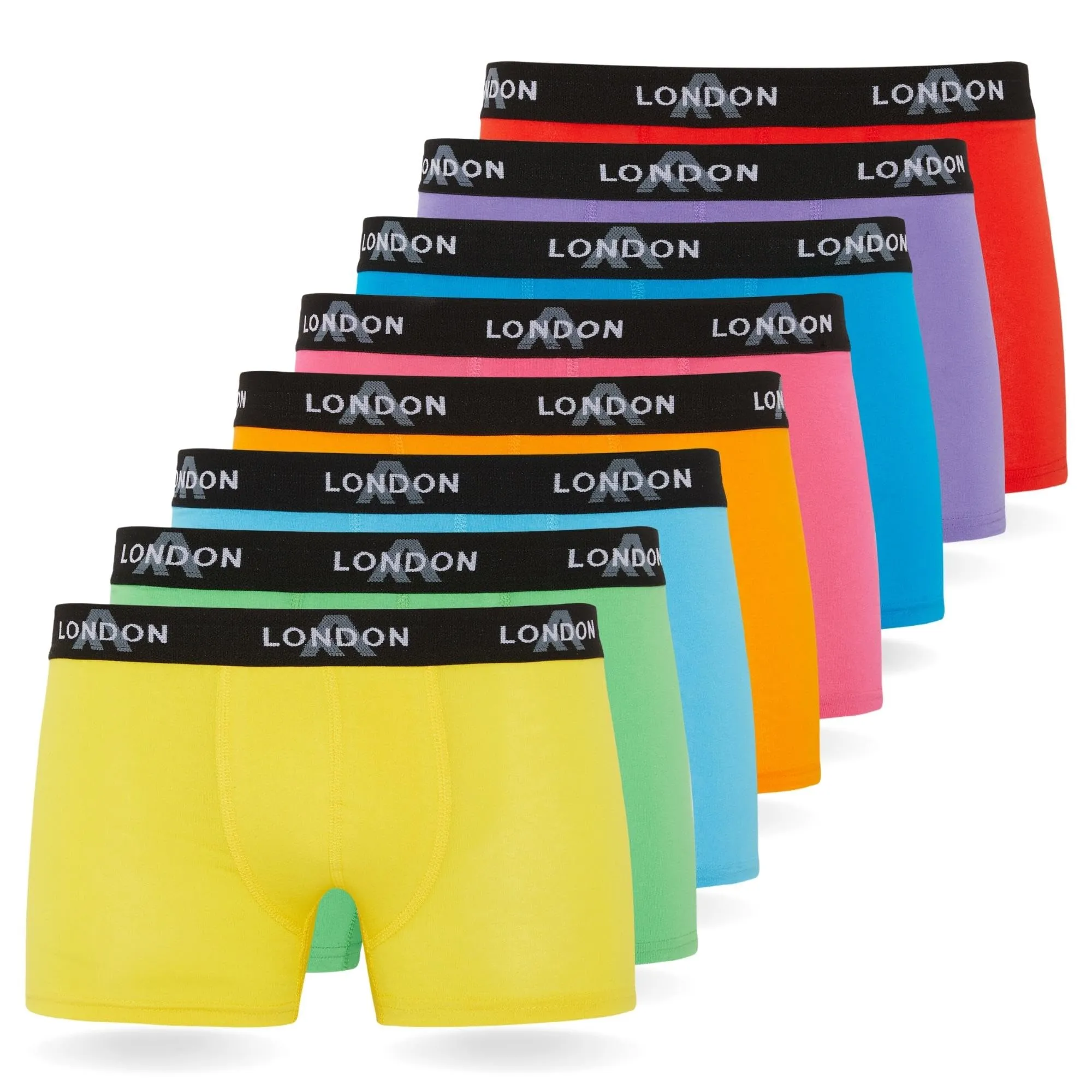FM London Pacchetto da 4/8 Mutande Uomo - Boxer Uomo Cotone, Aderenti e Confortevoli per l'Uso Quotidiano, Colori Fluo Assortiti (8 Pezzi), M