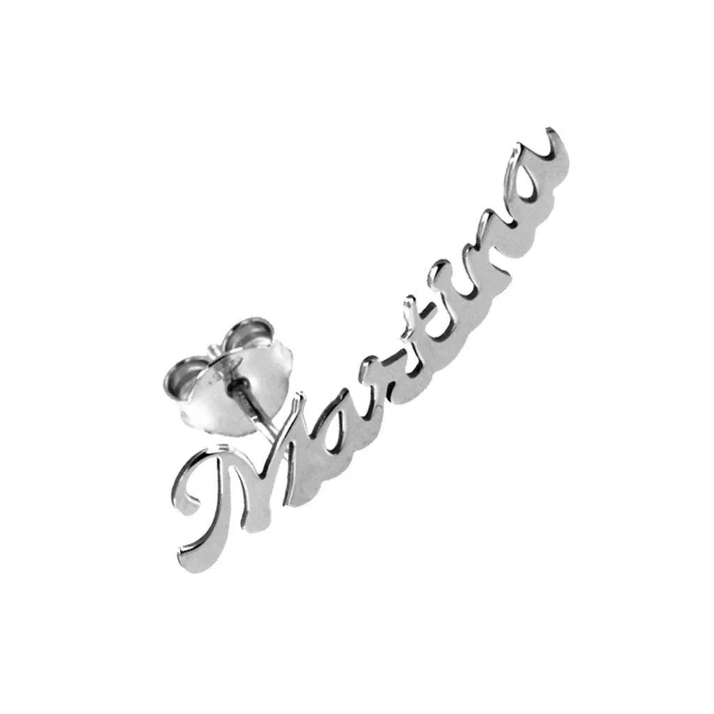 Orecchino monolobo con nome personalizzabile, in argento 925. Massimo 7 lettere. In regalo orecchino per l'altro lobo.