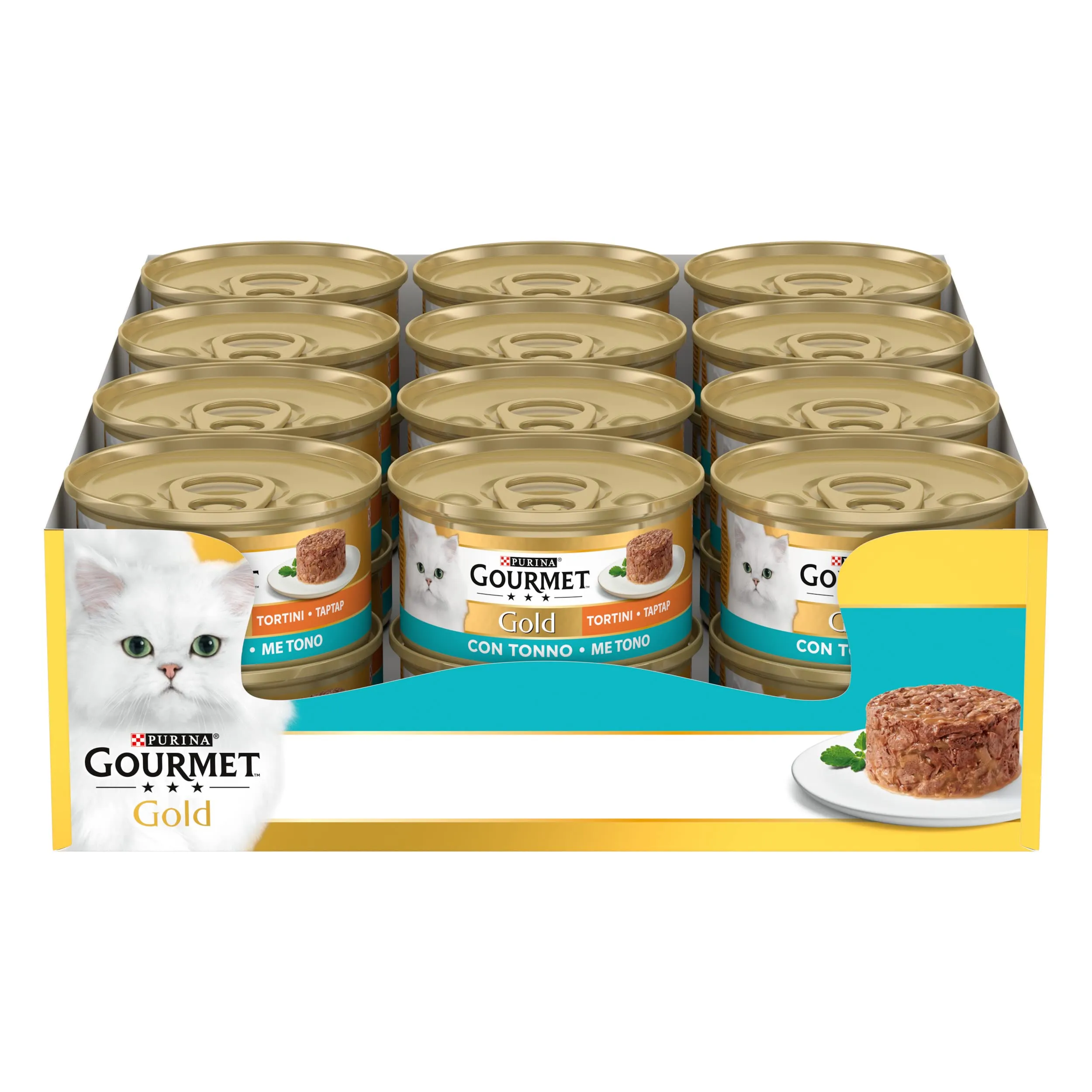Gourmet Gold Tortini Alimento Completo con Tonno per Gatti Adulti, 24 x 85 g