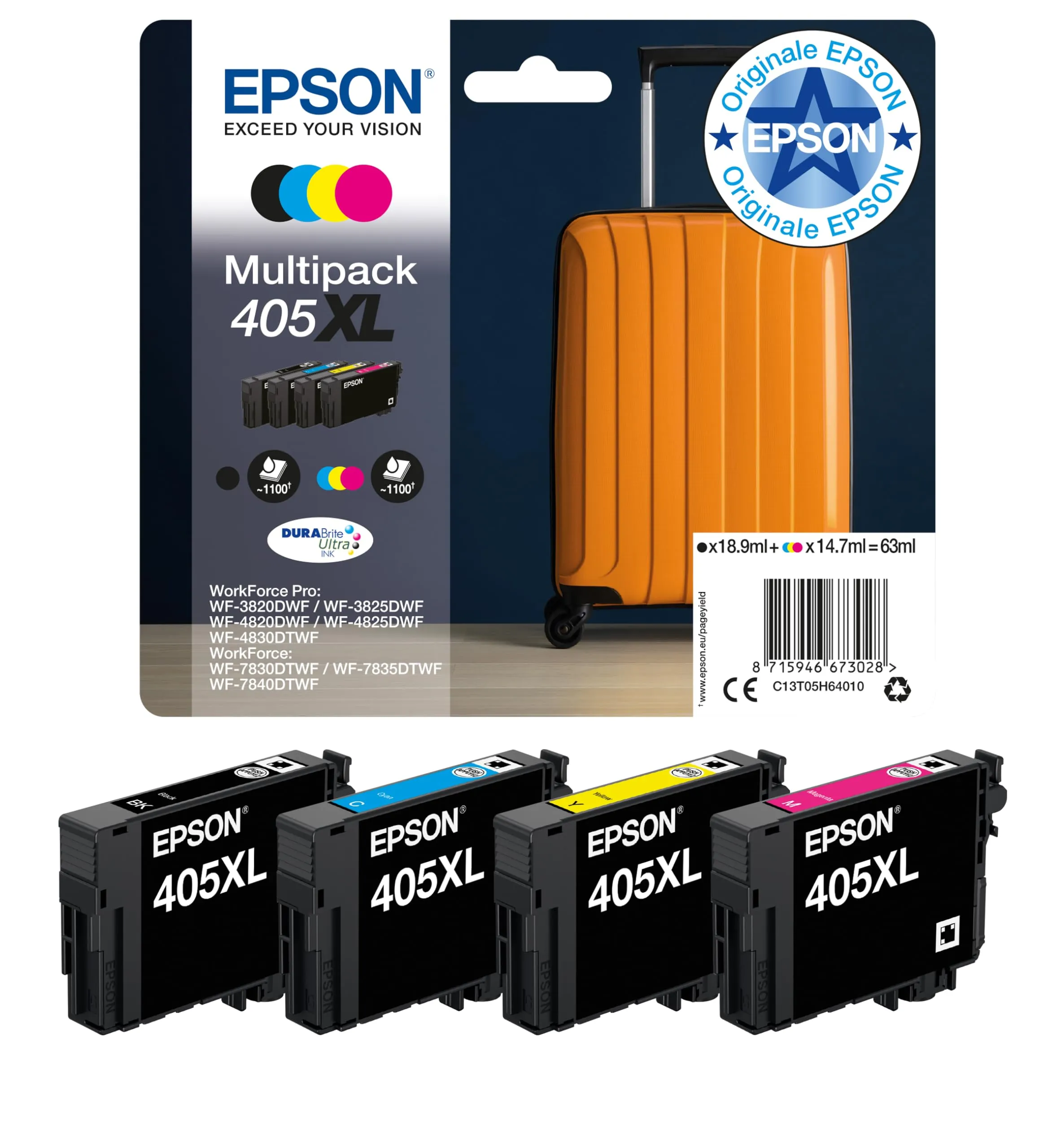 Epson C13T05H64010 inchiostro (4) 1x 18,9 ml, 1100 pagine nero 3x 14,7 ml, 1100 pagine ciano, magenta, giallo alta capacità