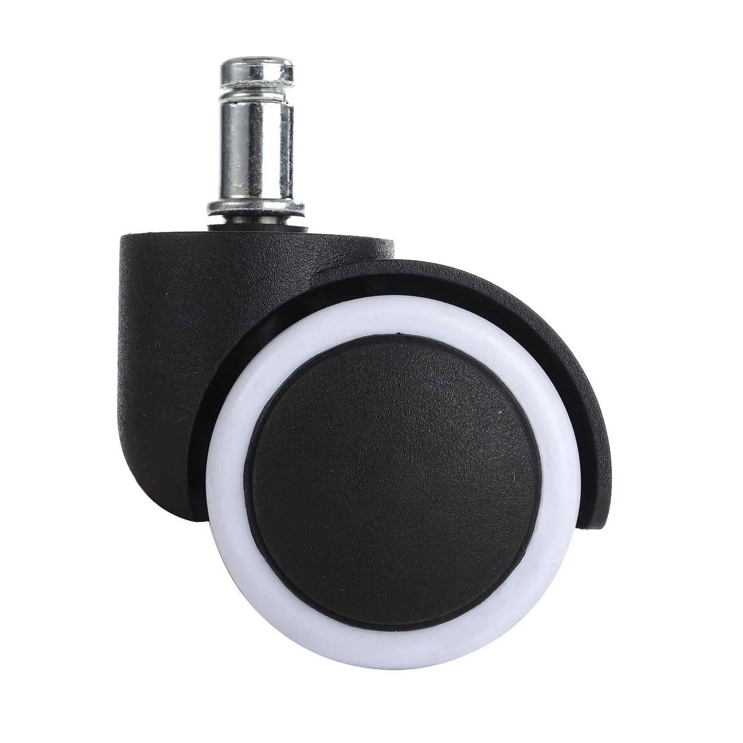 LIHAO 5 Pezzi Ruote Sedia Ufficio, 10X 50MM Ruote per Mobili Ultra Silenziose 360°per Piastrelle Pavimento Duro Moquette, Bianco + Nero