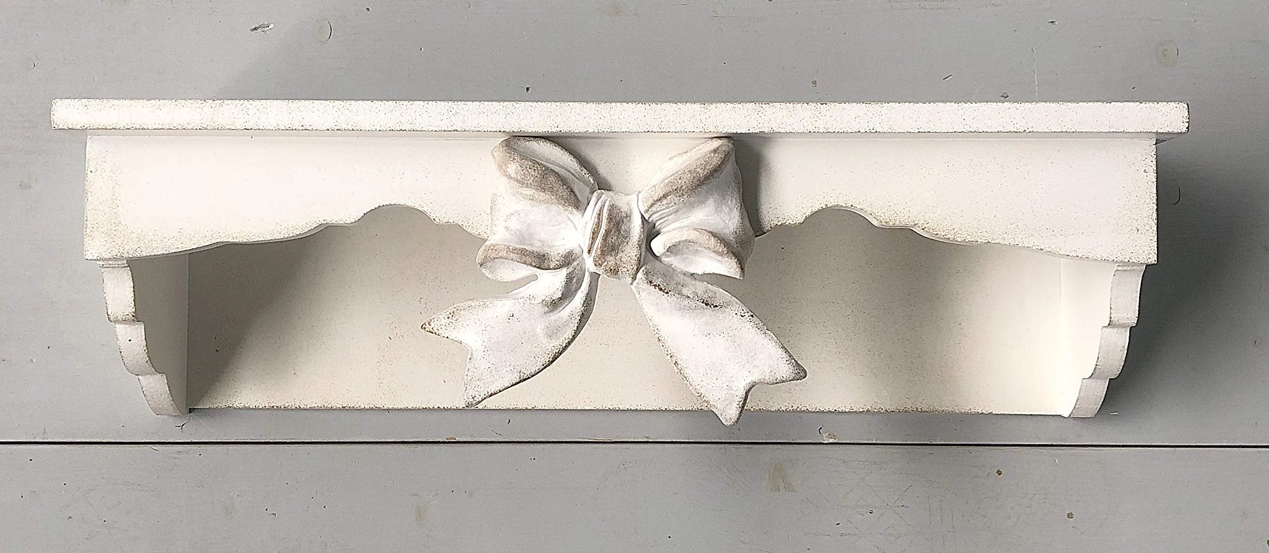 mensola in legno, shabby con fiocco 60x17cm h 18cm