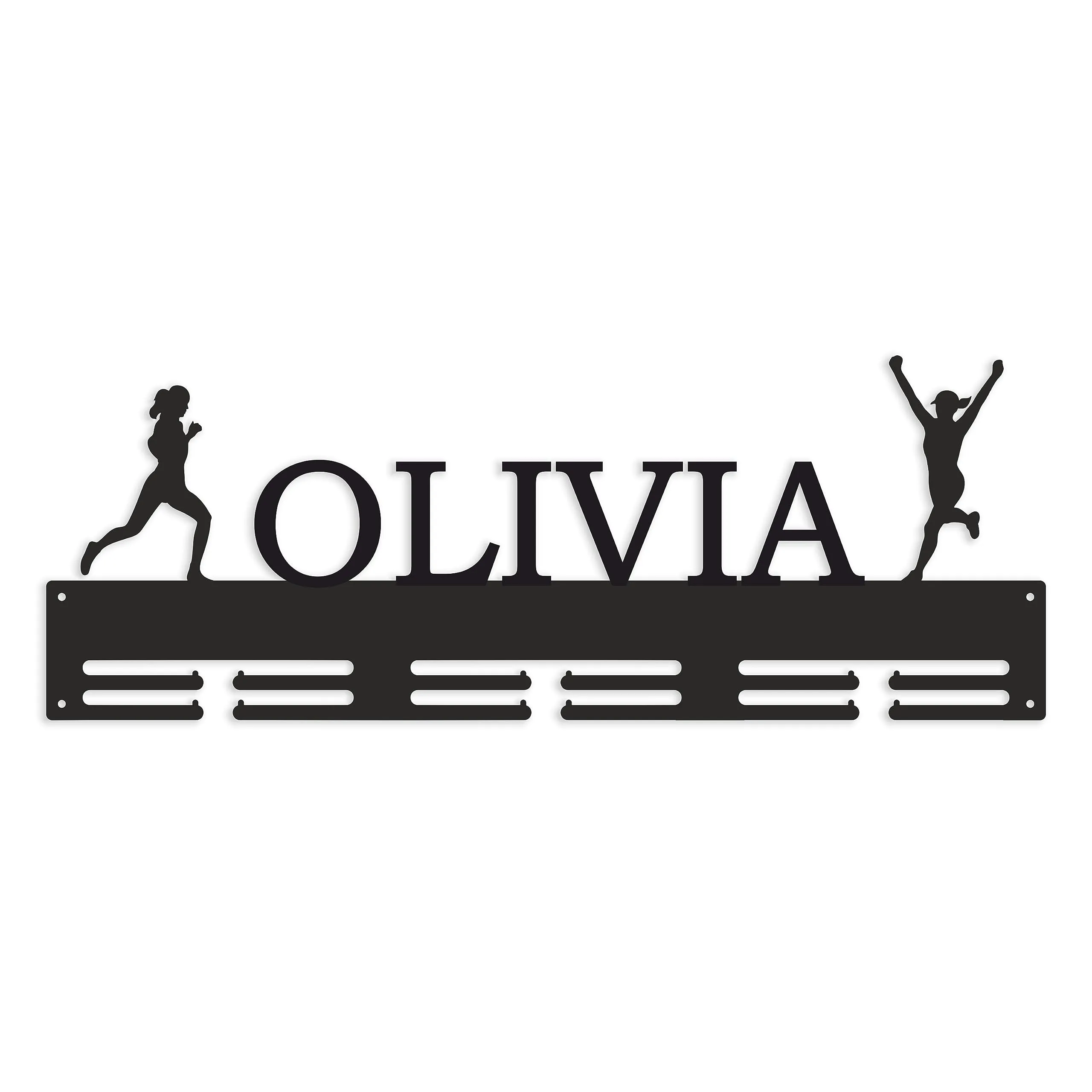 Porta medaglie in metallo da corsa Personalizzato nome, Espositore Medaglia, Appendini per medaglie, Medaglia in esecuzione, Espositore per medaglie da corsa femminile, Running medal holder (Design 1)