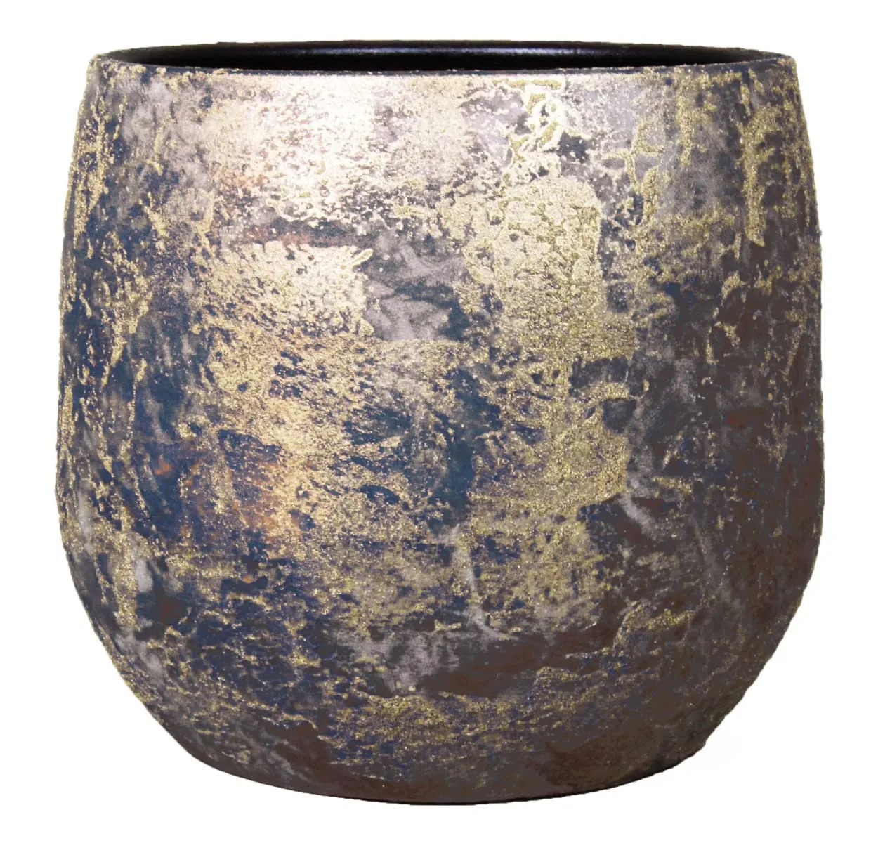 INNA-Glas Fioriera Vintage Mago in Ceramica, Aspetto Pulito, Oro, 17 cm, Ø 19 cm - Vaso da Fiori