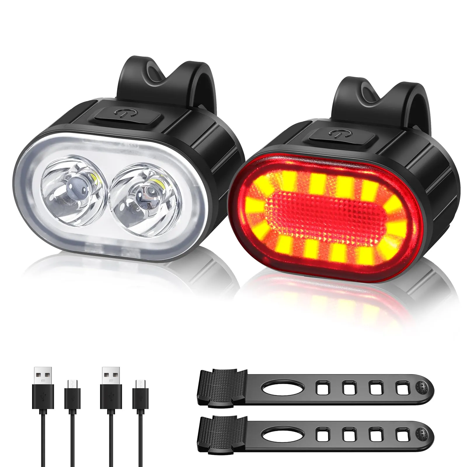 Oderra Luci Bicicletta Led, Ricaricabile USB & Impermeabili IPX5 Luci LED Bici, Lunga Durata Della Batteria, 4+6 Modalità Ultra Luminose Luce Bici Anteriori e Posteriori