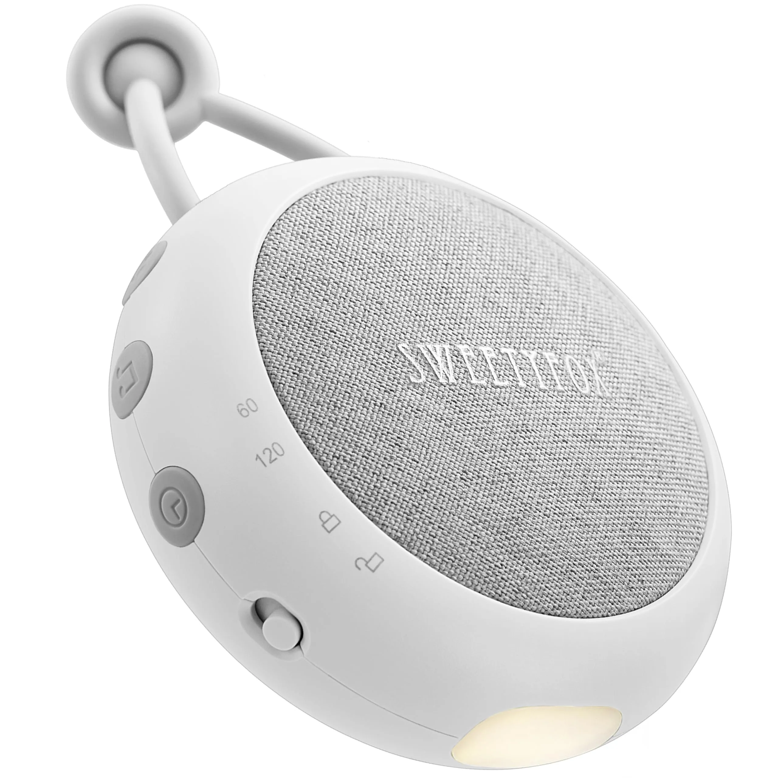 Sweety Fox Rumori Bianchi per Neonato - Bianco - Ninna Nanna per Bambini, Luce Notturna e Suoni Bianchi per Neonati, 15 Suoni, Ricaricabile USB