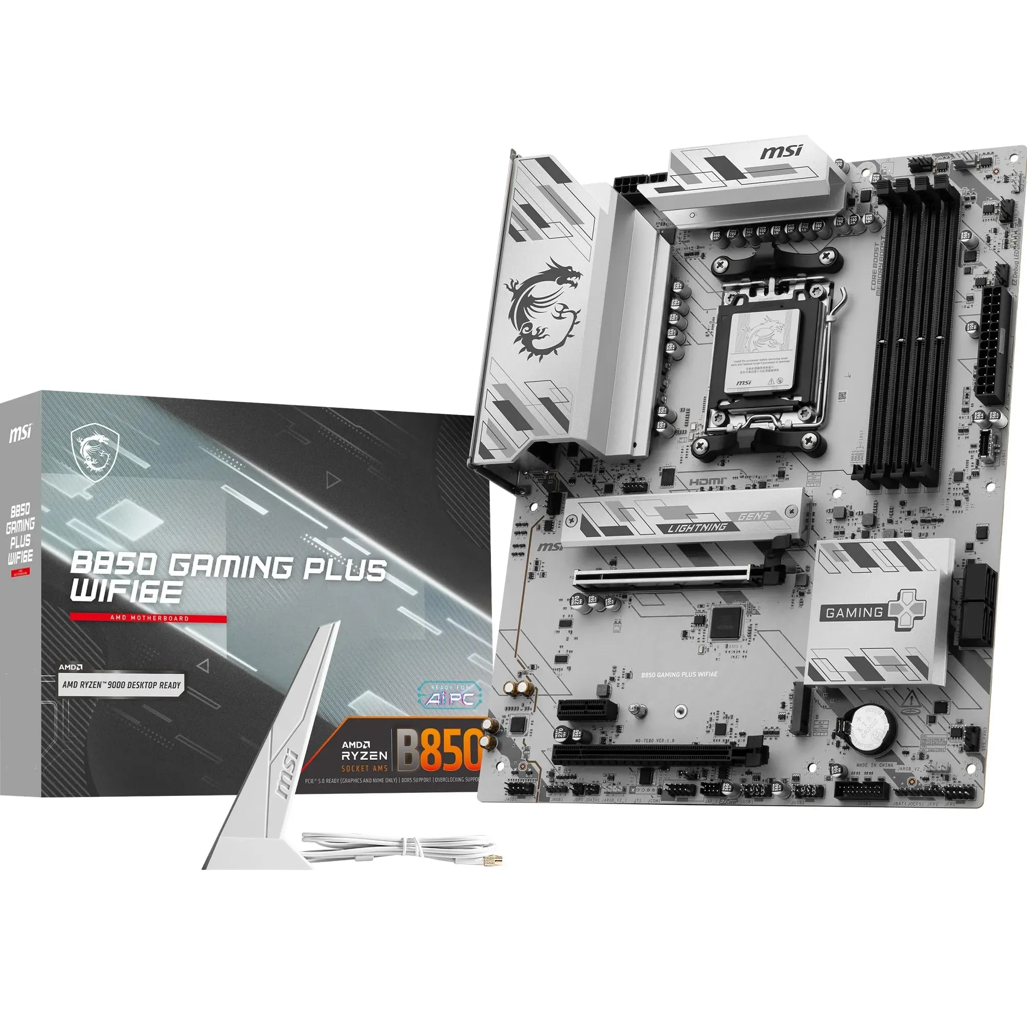 MSI B850 GAMING PLUS WIFI6E scheda madre ATX - supporta processori AMD Ryzen serie 9000/8000 / 7000 con socket AM5, DDR5 Memory Boost fino a 8200+ MT/s (OC), PCIe 4.0 x16, slot M.2 Gen5, Wi-Fi 6E e