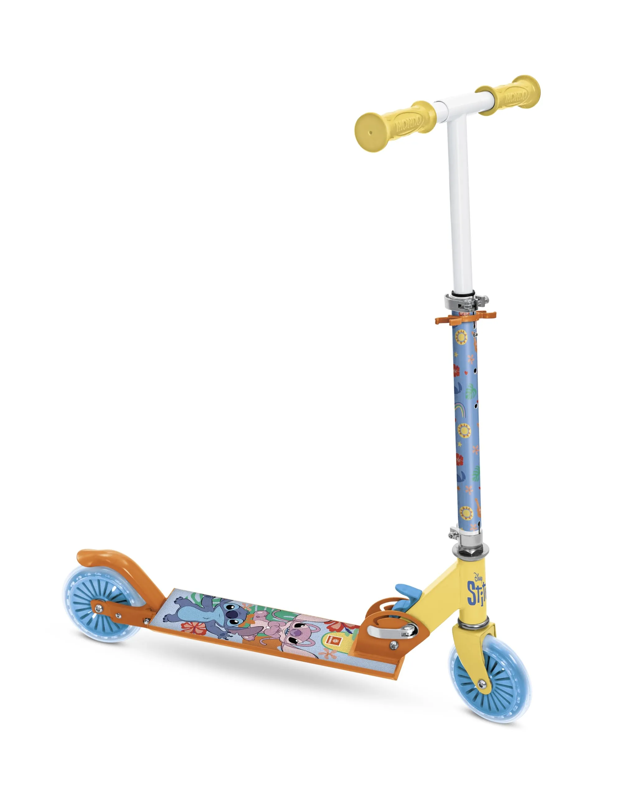 Mondo Toys - DISNEY STITCH ALU SCOOTER Monopattino 2 ruote pieghevole in alluminio con pedana extra grip e manubrio regolabile per bambini - 28737